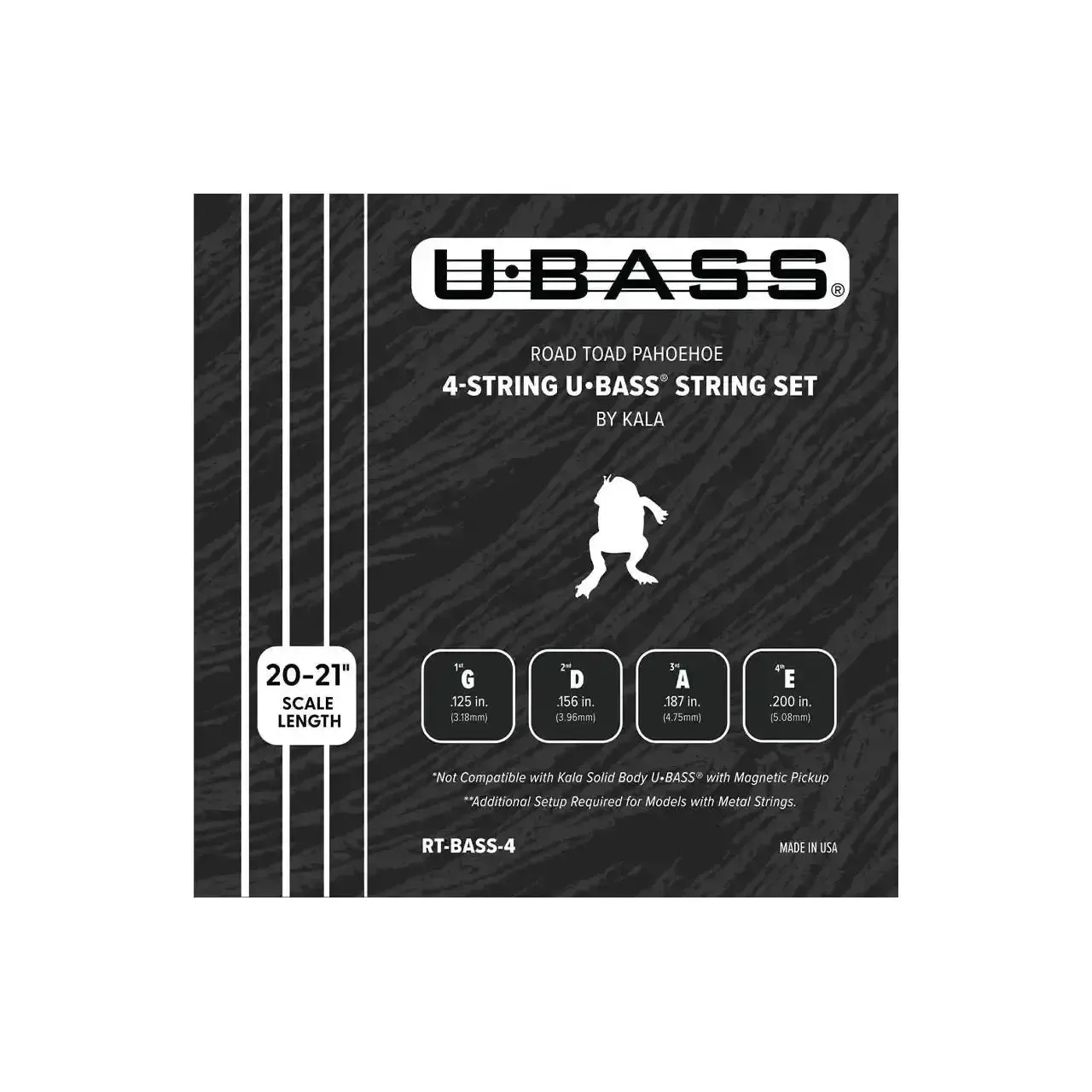 Kala RT-BASS-4 Road Toad Pahoehoe U•BASS Strings - .125 -.200