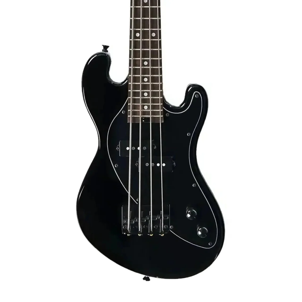 Kala UBASS-SB-BK-BLK-FS Jet Black Solid Body Fretted U•BASS w/ Black Pickguard