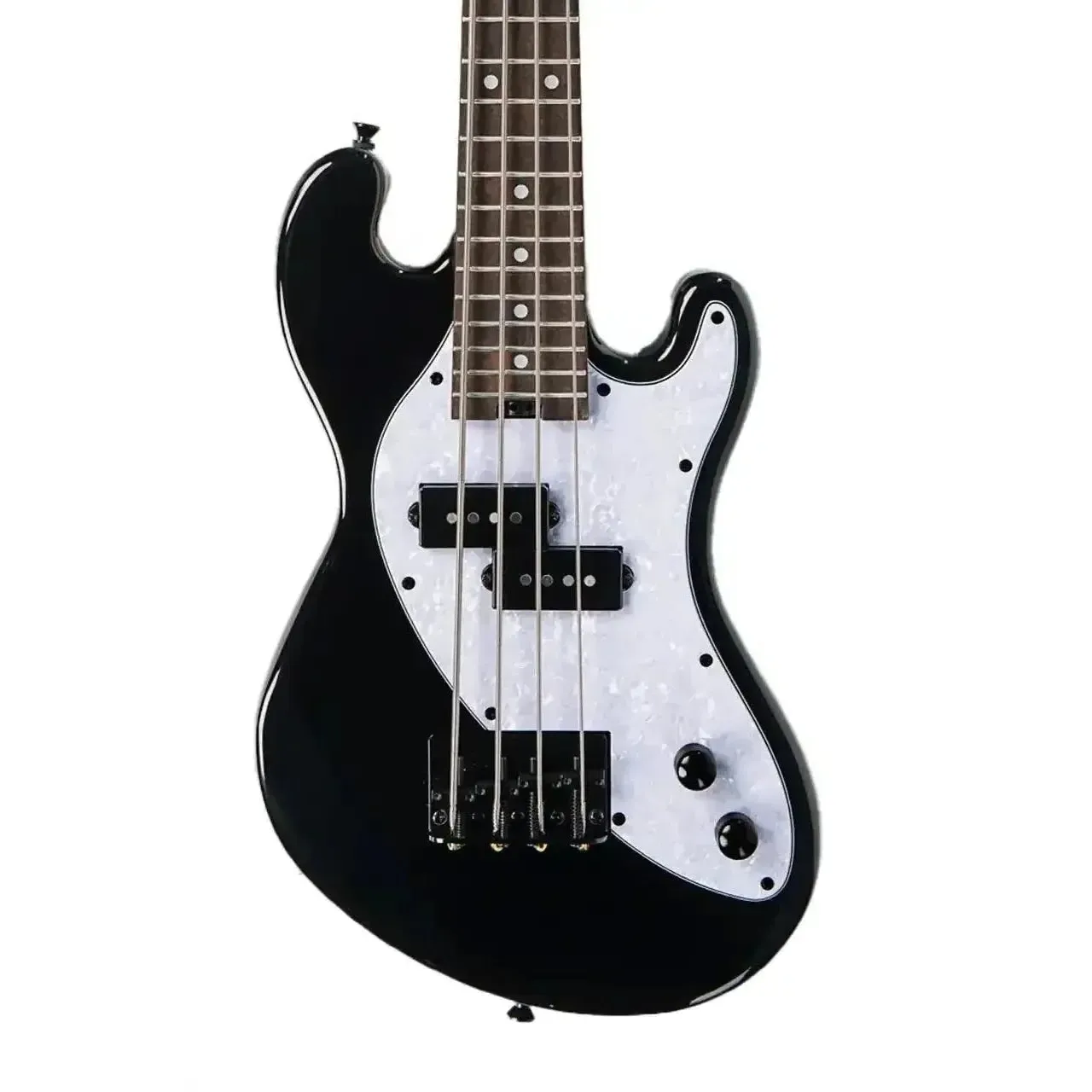 Kala UBASS-SB-BK-PRL-FS Jet Black Solid Body Fretted U•BASS w/ Pearloid Pickguard