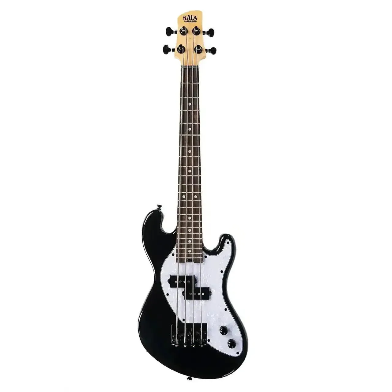 Kala UBASS-SB-BK-PRL-FS Jet Black Solid Body Fretted U•BASS w/ Pearloid Pickguard - Image 3