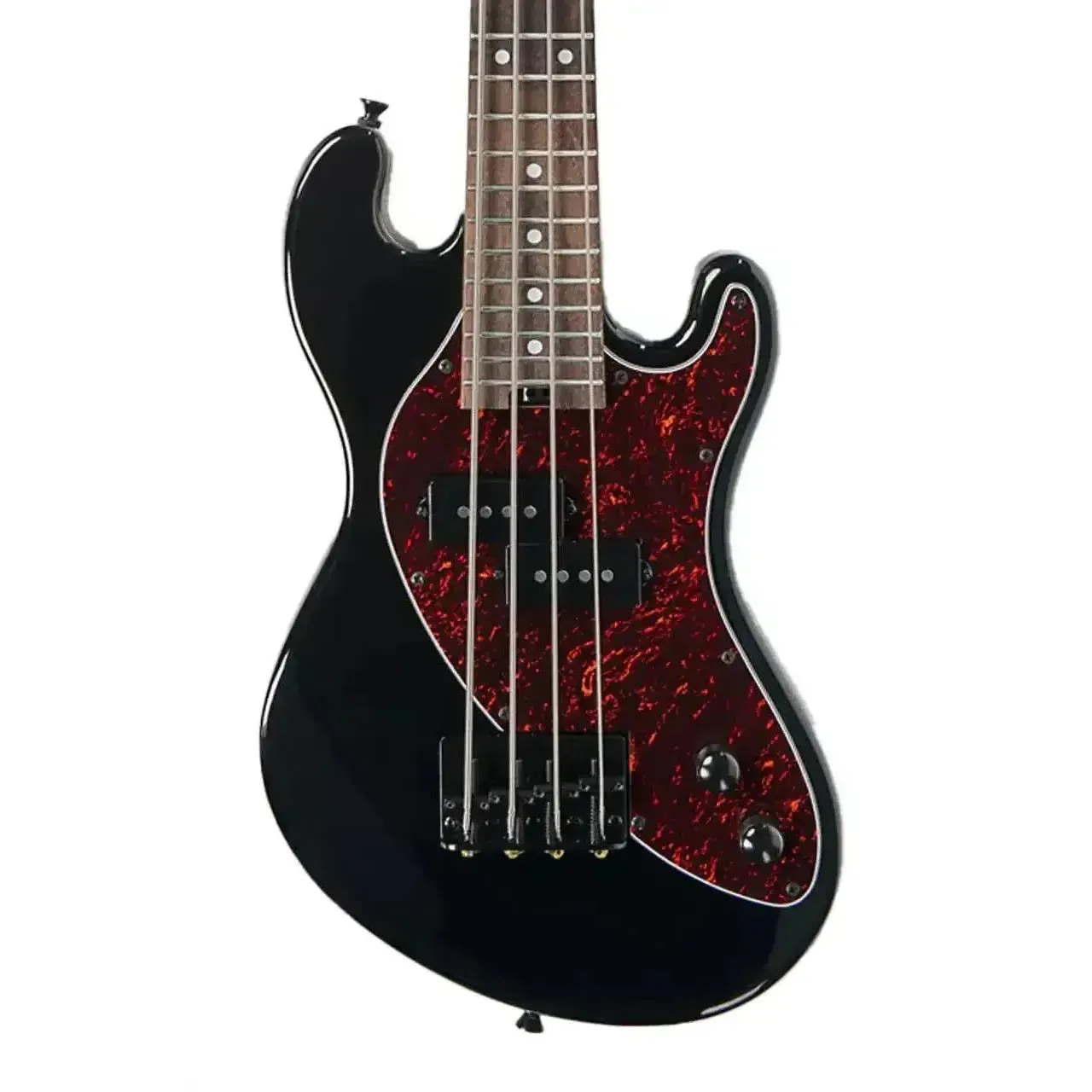 Kala UBASS-SB-BK-TRT-FS Jet Black Solid Body Fretted U•BASS w/ Tortoiseshell Pickguard