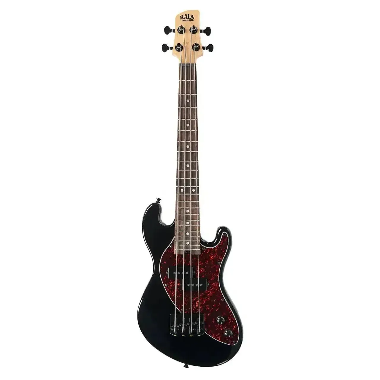 Kala UBASS-SB-BK-TRT-FS Jet Black Solid Body Fretted U•BASS w/ Tortoiseshell Pickguard - Image 3