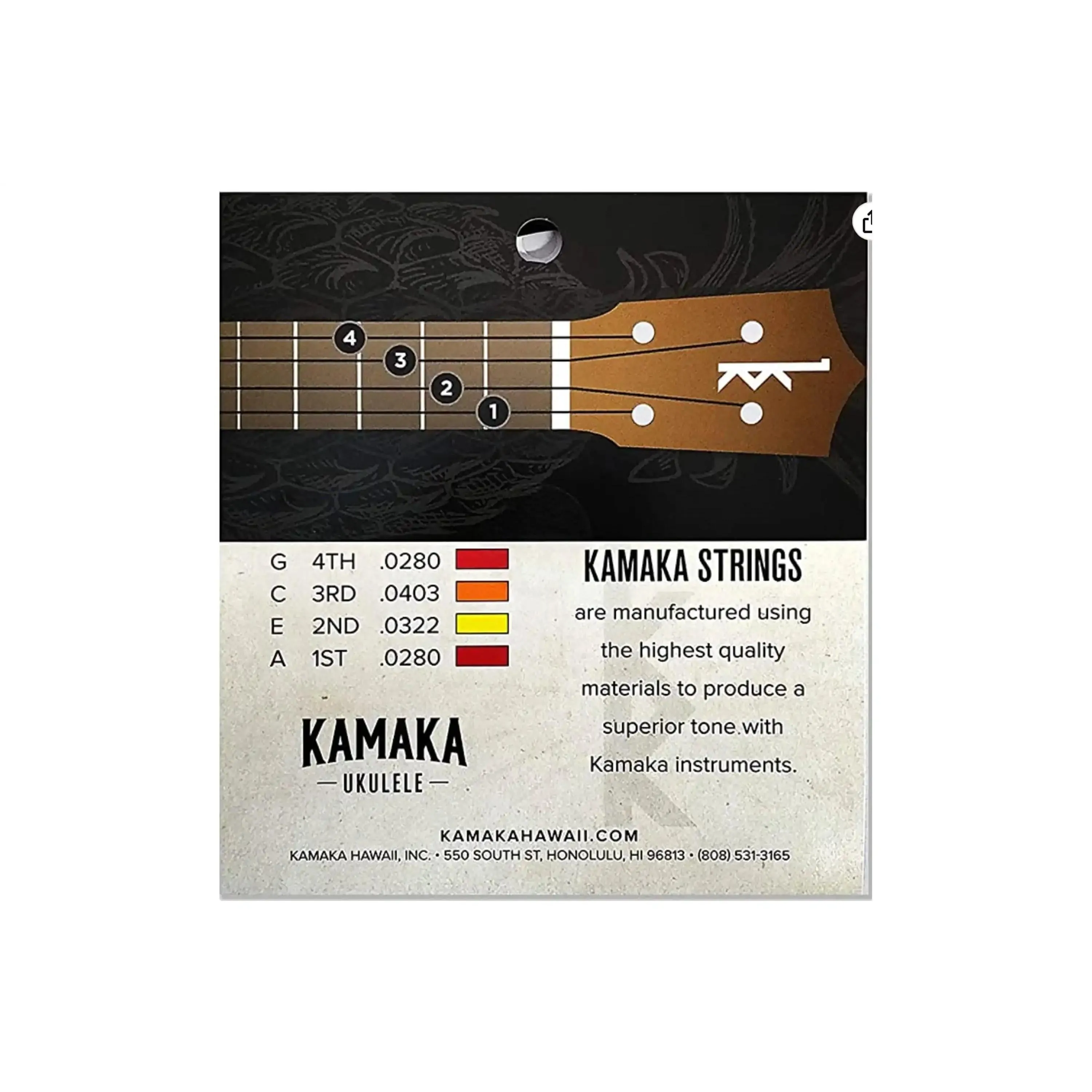 Kamaka S-1 Black Nylon Standard and Concert Strings G-C-E-A - High G - Image 2