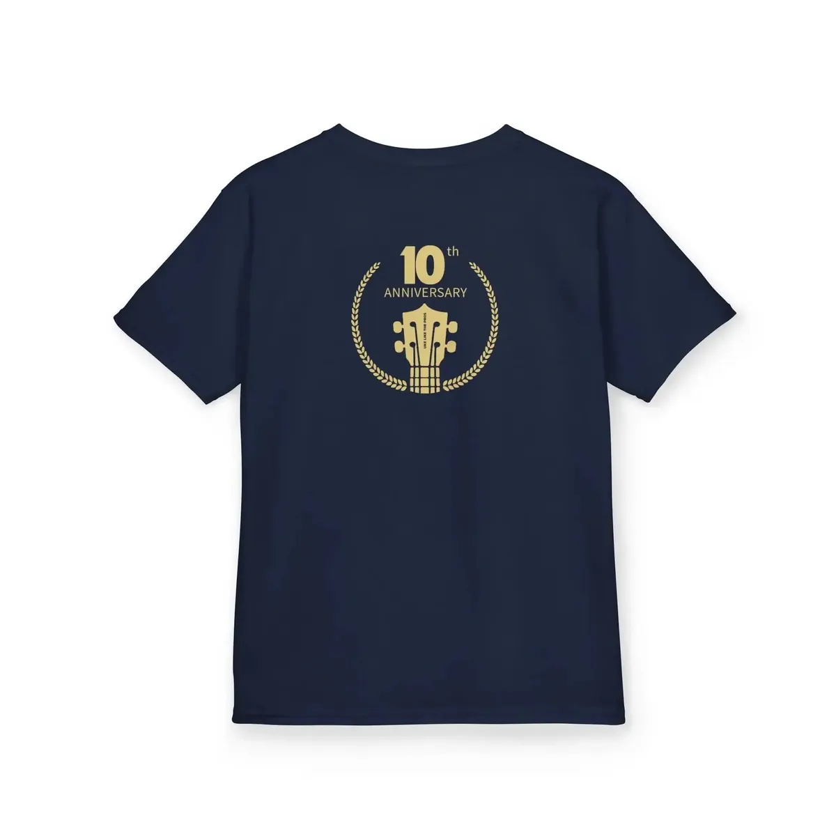 Uke Like The Pros 10th Anniversary Kids T-Shirt — Gold Logo - Image 4
