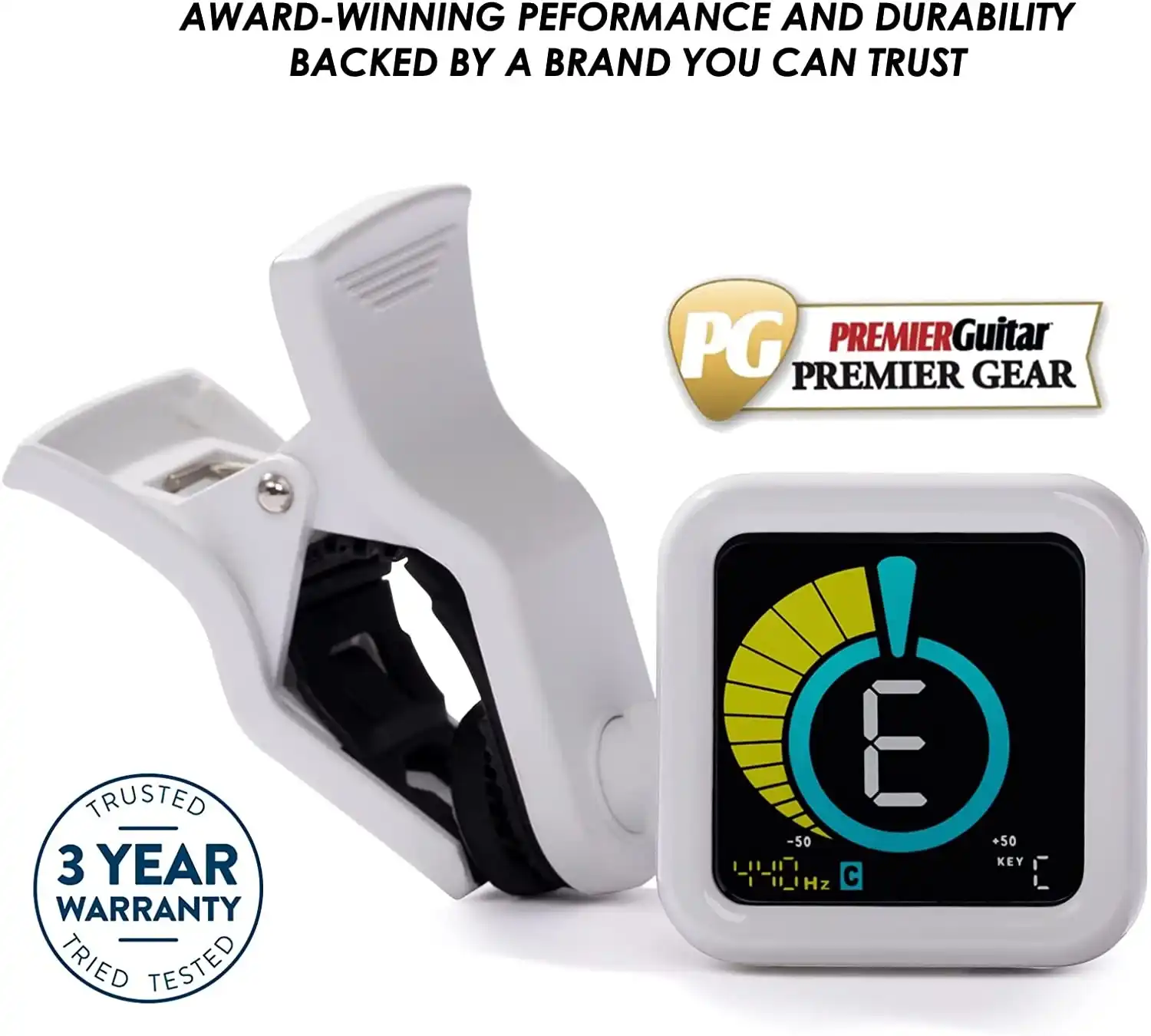 KLIQ UberTuner Professional Clip-On All-Instrument Tuner - White - Image 4