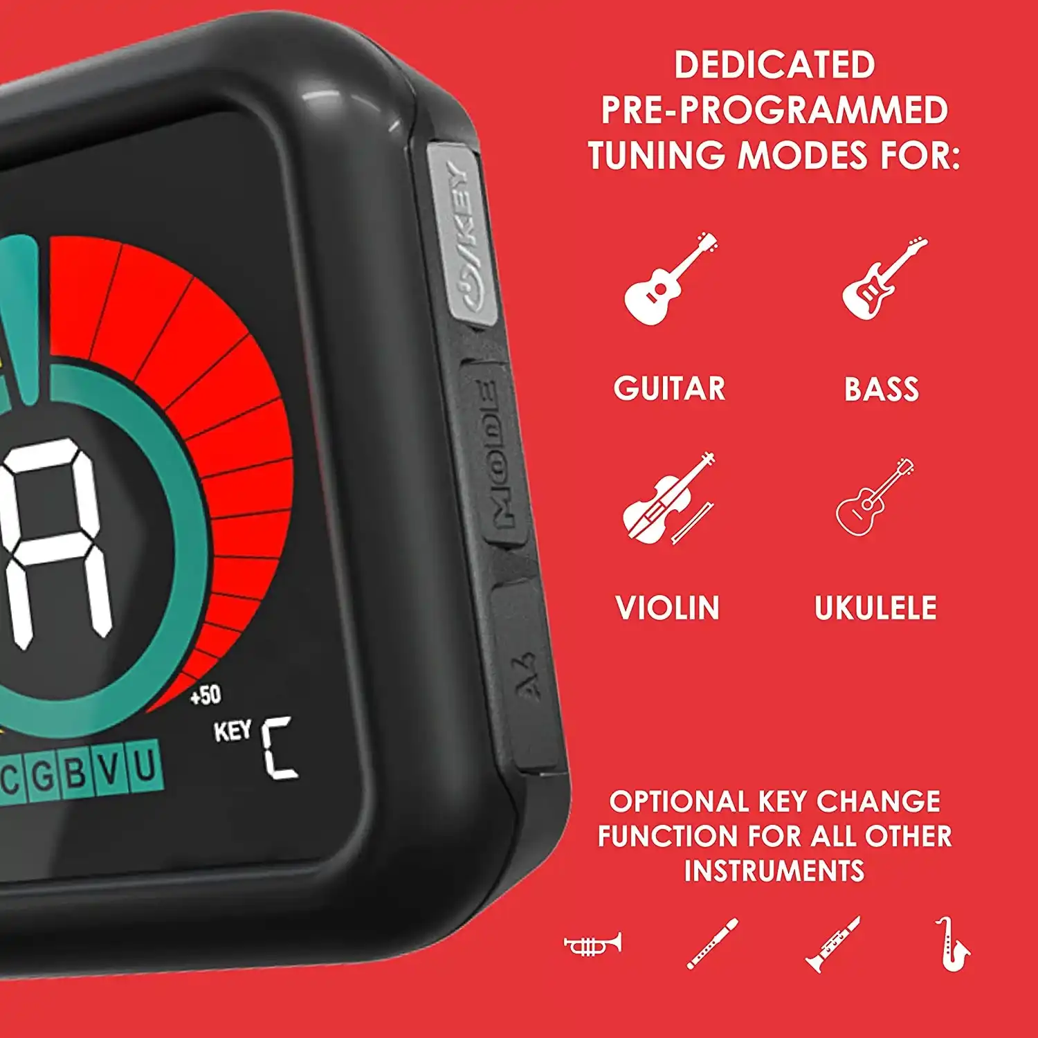 KLIQ UberTuner - Professional Clip-On Tuner For All Instruments - BLACK - Image 7