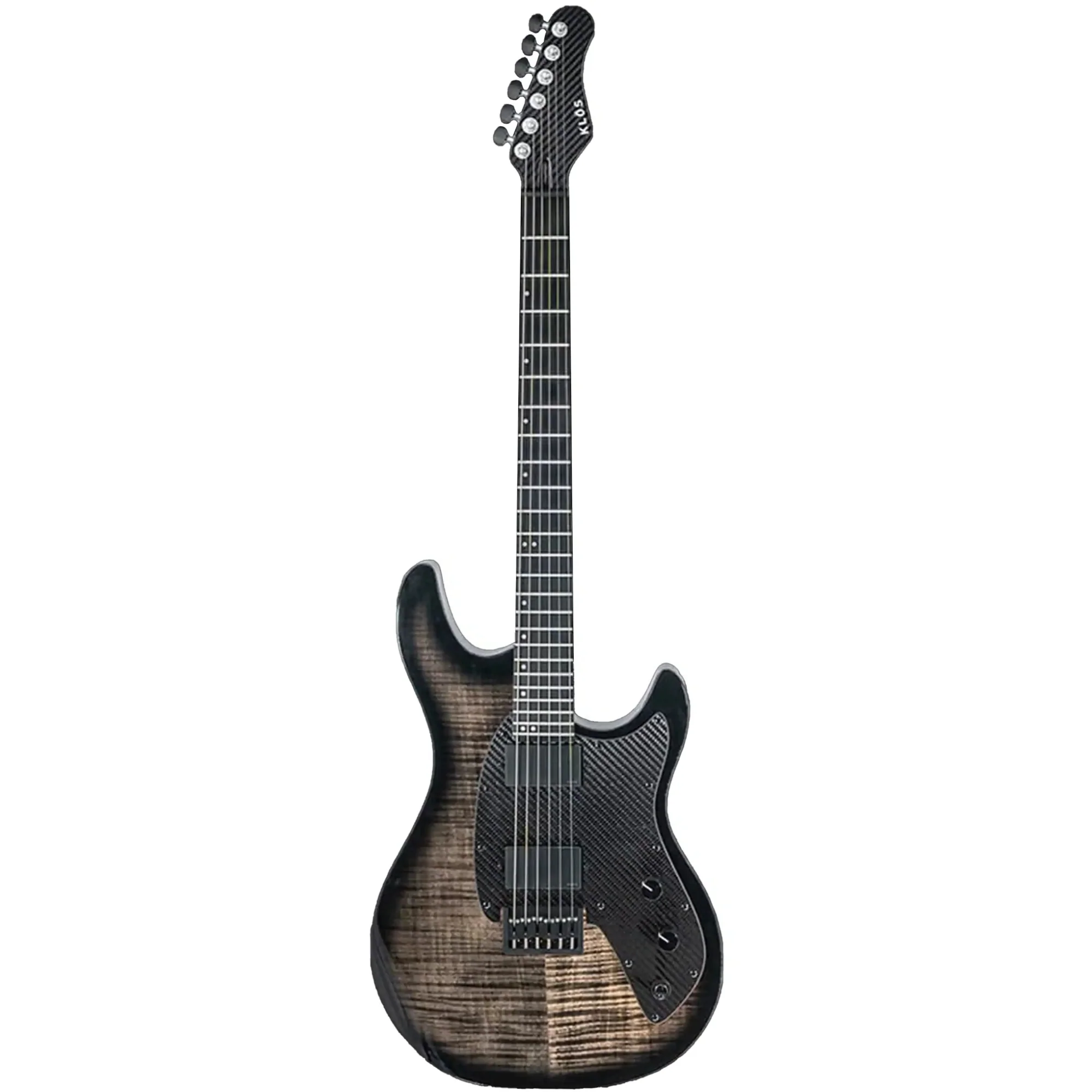 Klōs Artemis Custom Series 22 Fret Black Flame Maple Electric Guitar with Klos Blackouts Pickup - Image 3