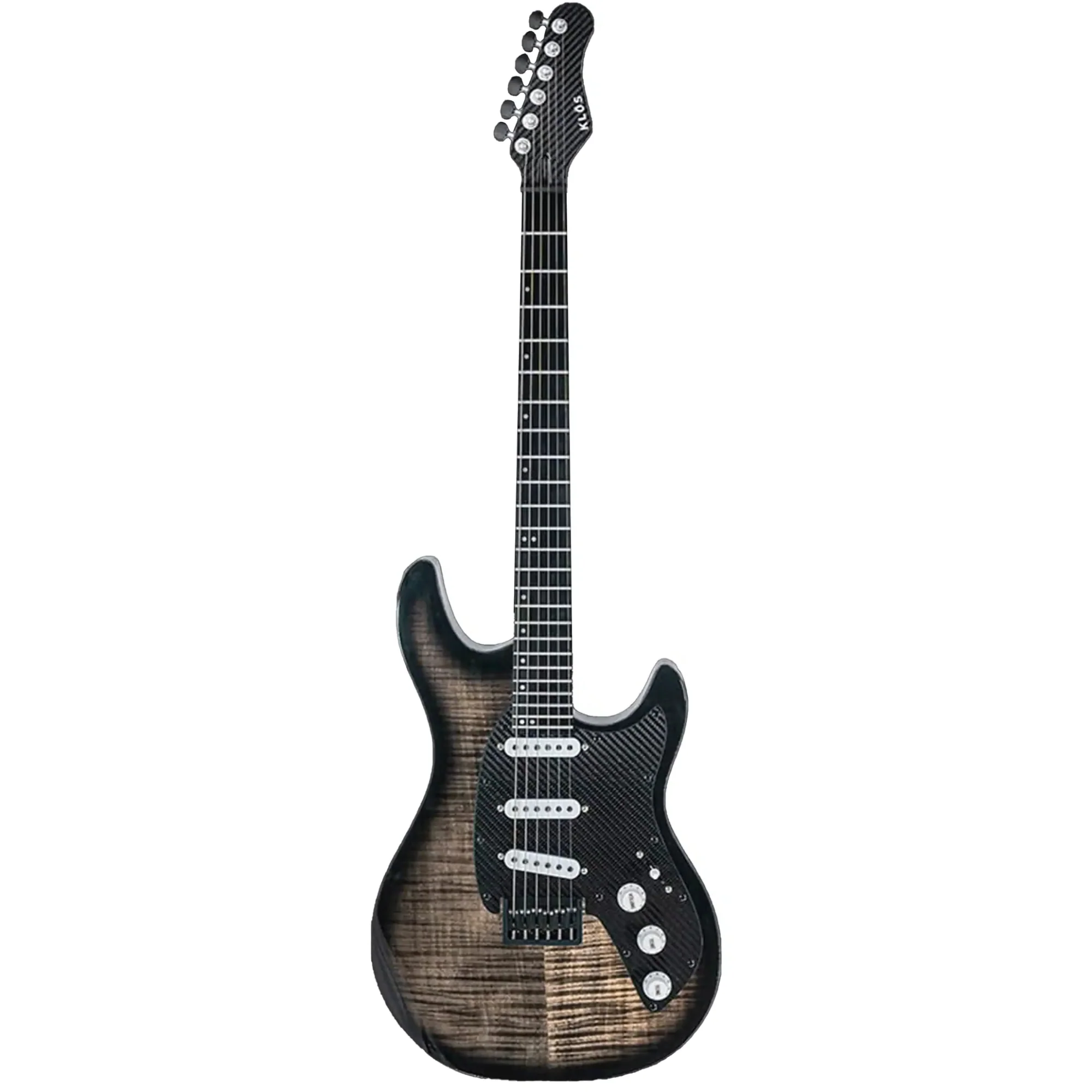 Klōs Artemis Custom Series 22 Fret Black Flame Maple Electric Guitar with Klos Single Coils Pickup - Image 3