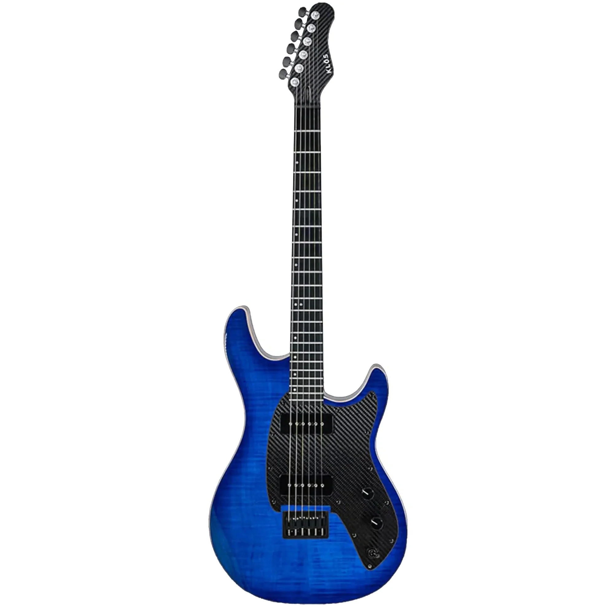 Klōs Artemis Custom Series 22 Fret Blue Flame Maple Electric Guitar with Klos P-90S Pickup - Image 3
