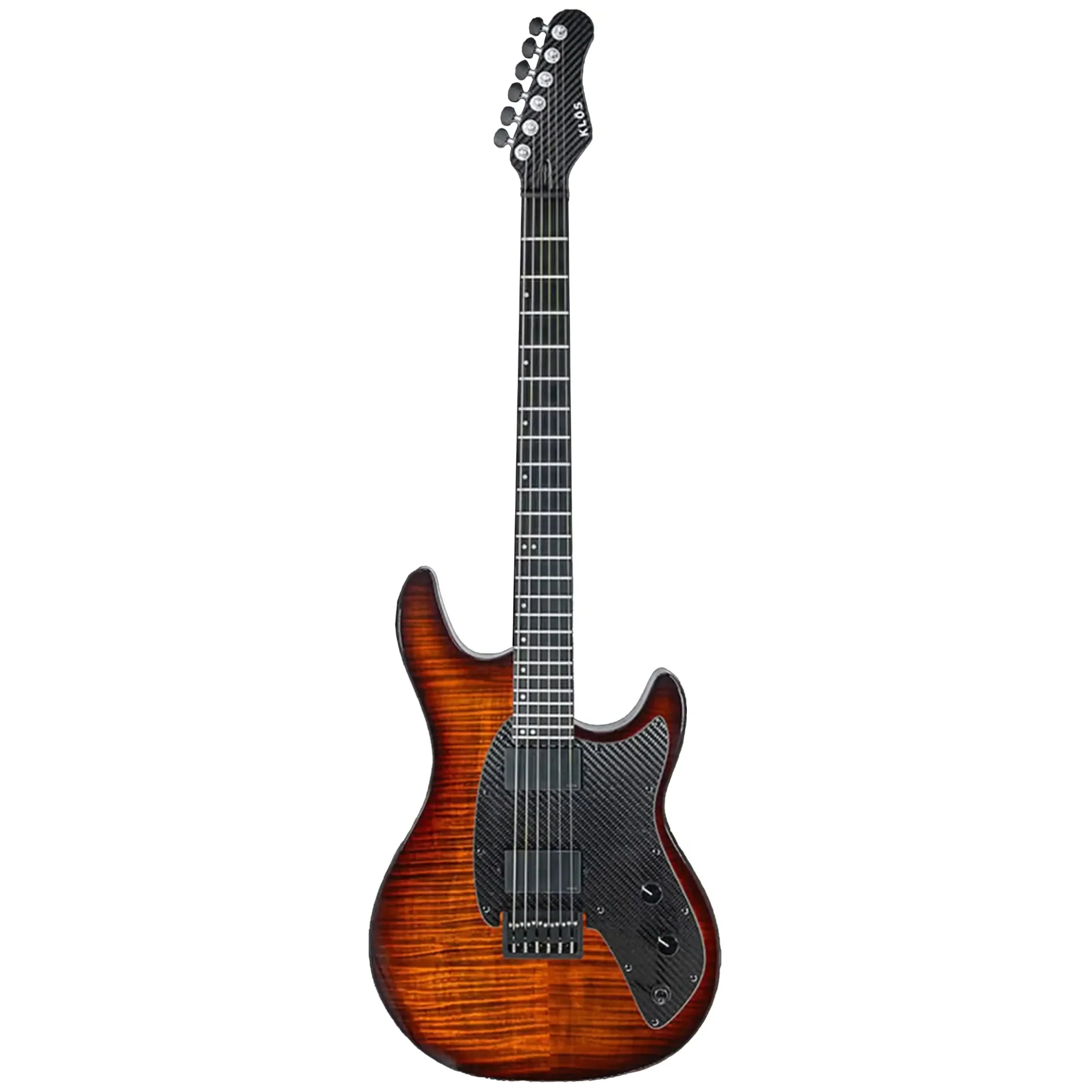 Klōs Artemis Custom Series 22 Fret Sunburst Flame Maple Electric Guitar with Klos Blackouts Pickup - Image 2