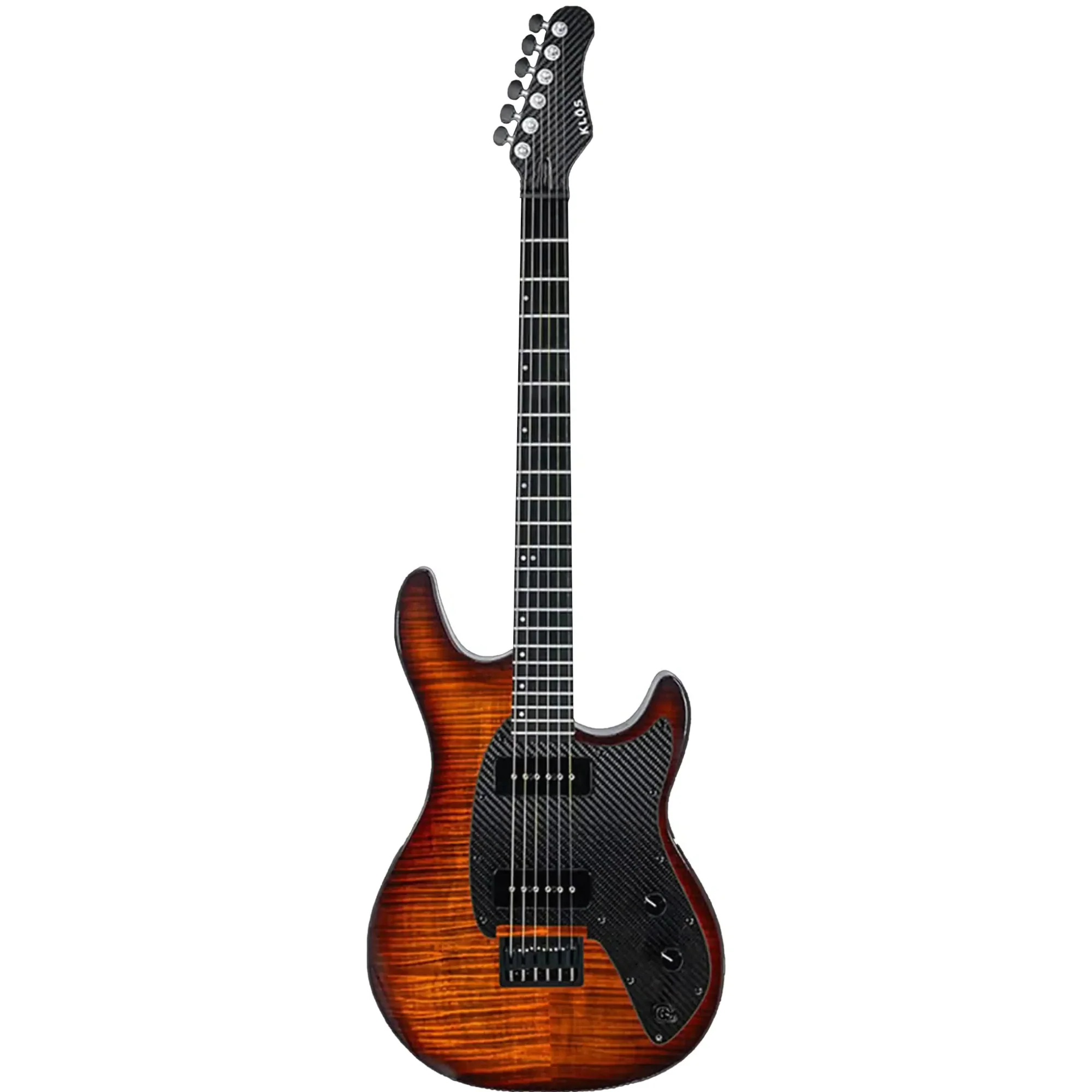 Klōs Artemis Custom Series 22 Fret Sunburst Flame Maple Electric Guitar with Klos P-90S Pickup - Image 2