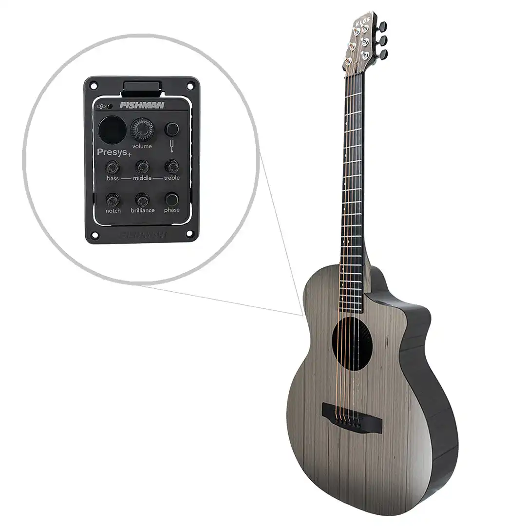 Klōs Full Carbon Timber Grand Cutaway Mini Acoustic Guitar with Fishman Presys+ Pickup - Image 3