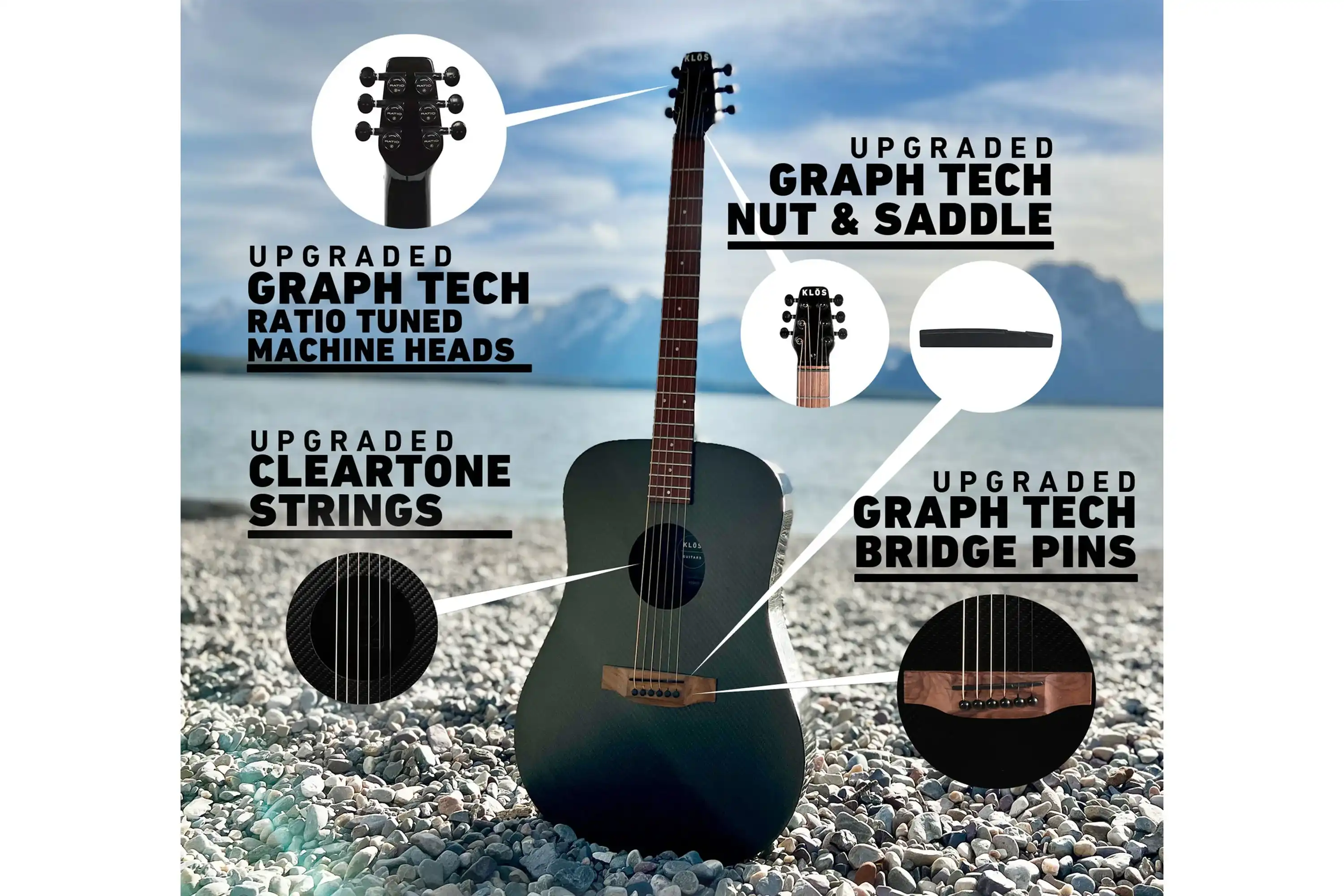Klōs Hybrid Deluxe Dreadnought Acoustic-Electric Guitar - Image 3