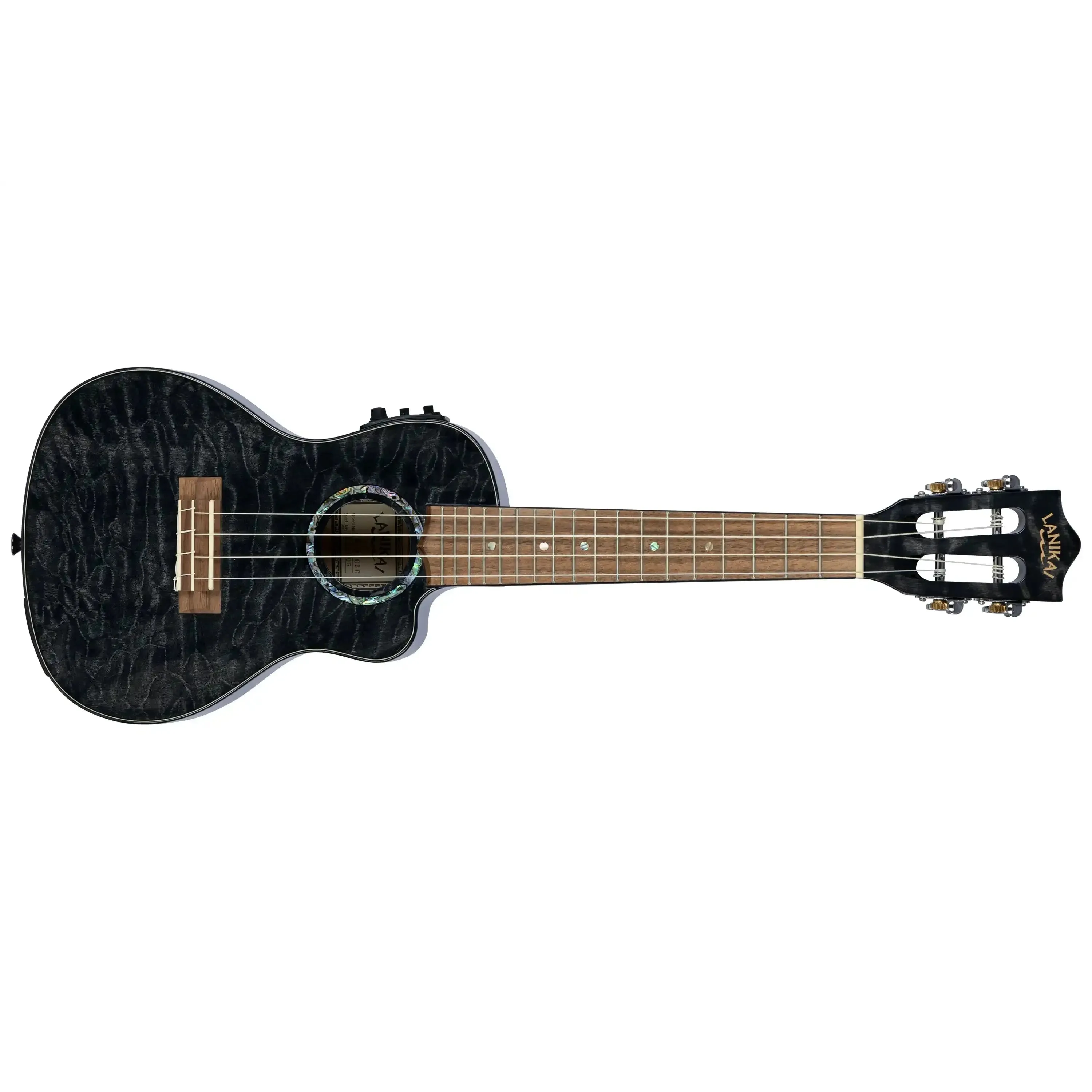 Lanikai QM-BKCEC Black Quilted Maple Concert Ukulele w/ Pickup - Image 3
