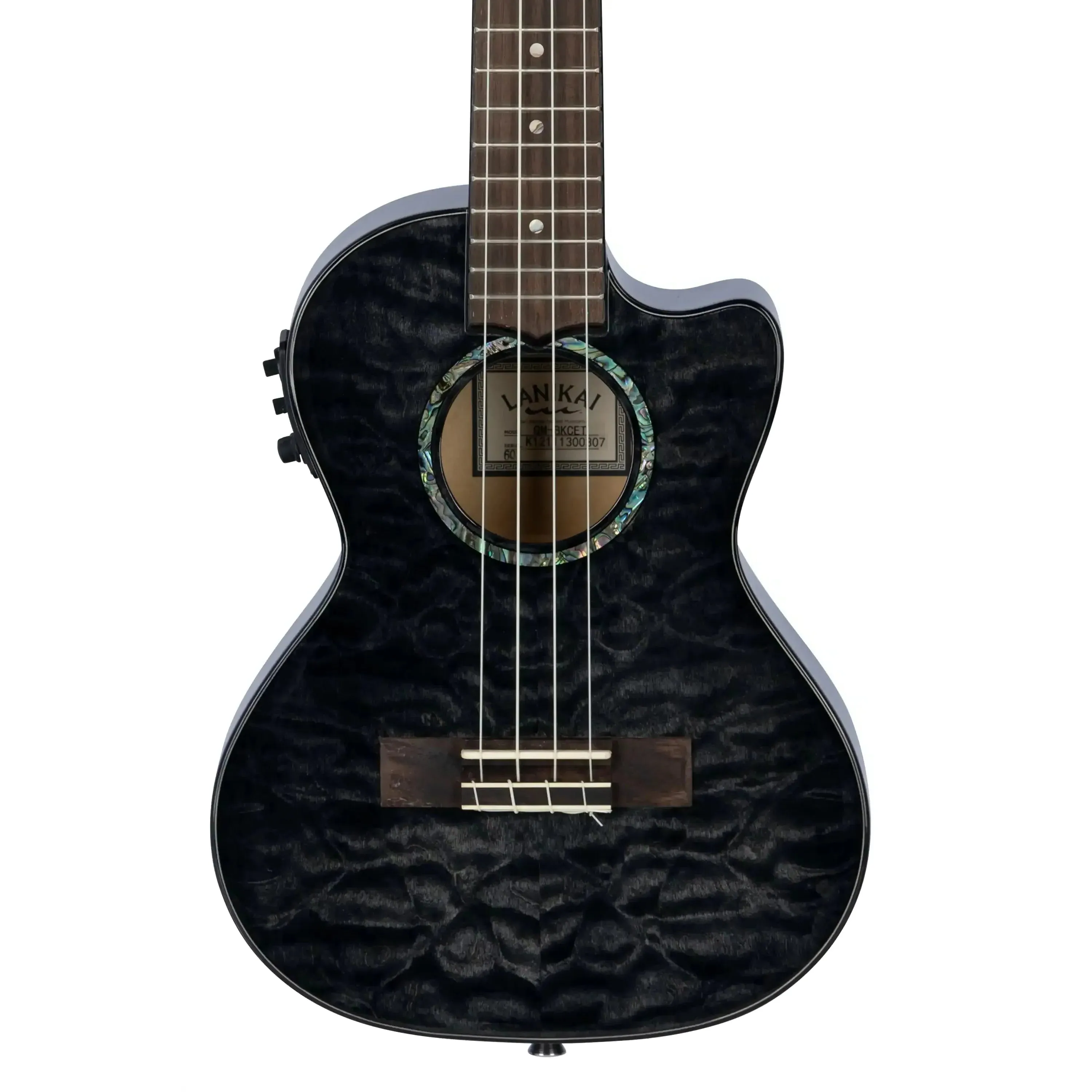 Lanikai QM-BKCET Black Quilted Maple Tenor Ukulele w/ Pickup