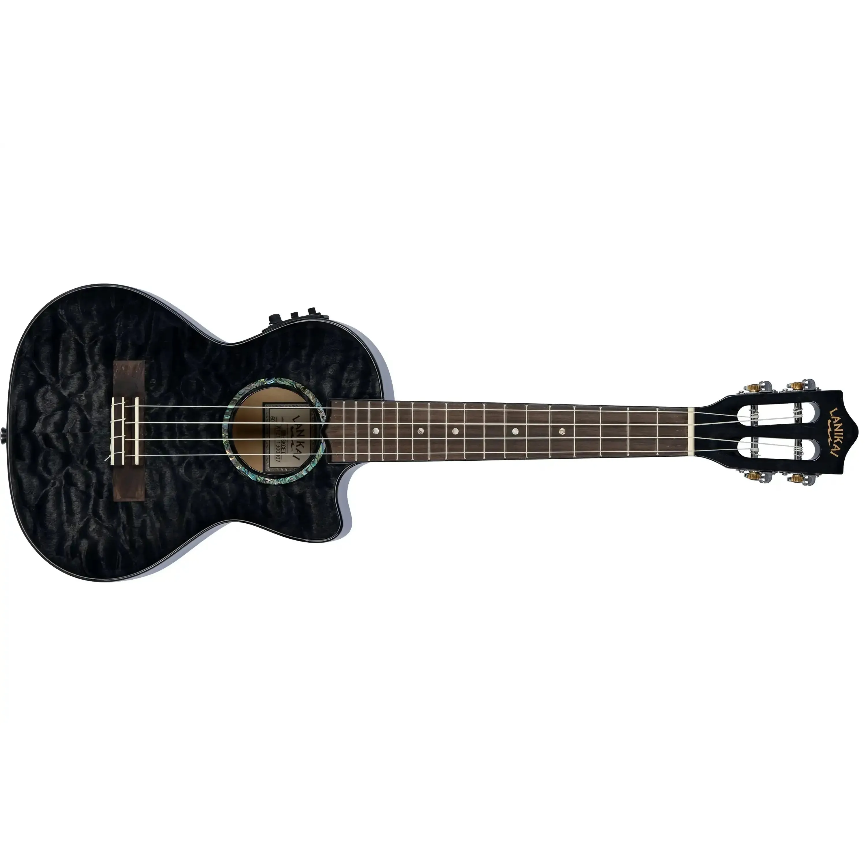 Lanikai QM-BKCET Black Quilted Maple Tenor Ukulele w/ Pickup - Image 3