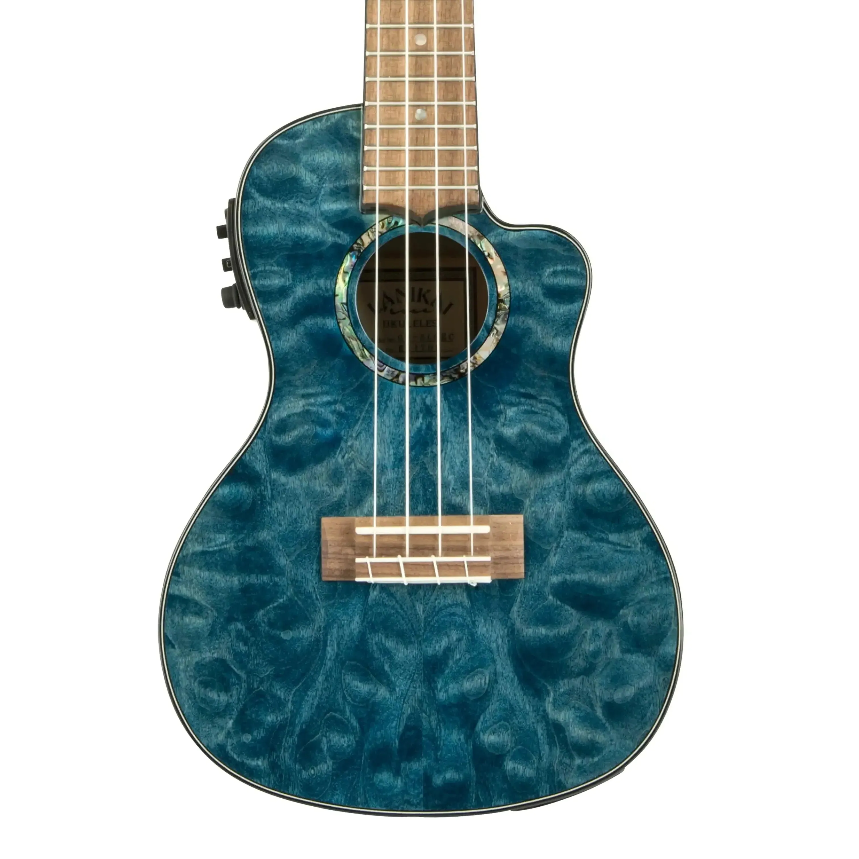 Lanikai QM-BLCEC Blue Quilted Maple Concert Ukulele w/ Pickup