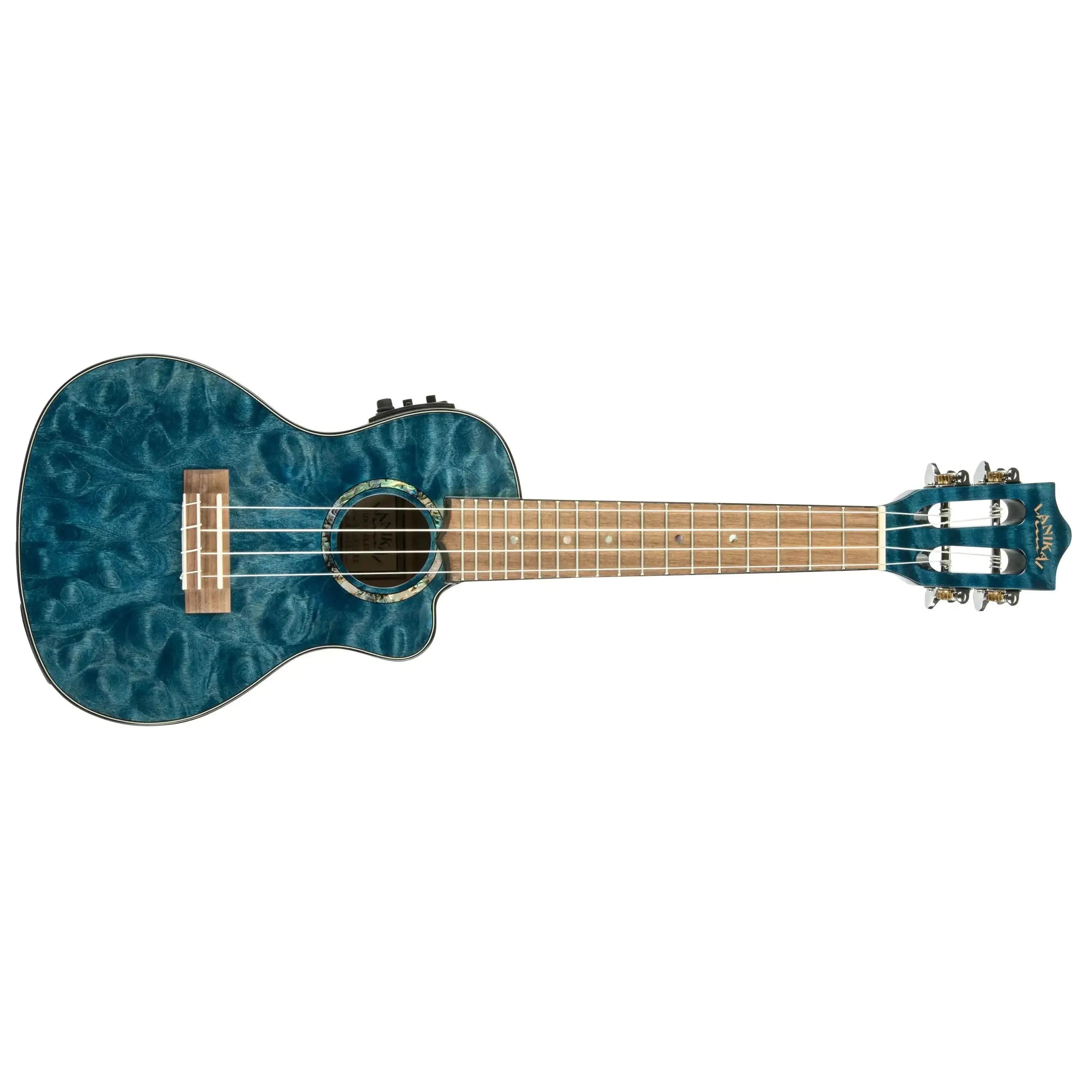 Lanikai QM-BLCEC Blue Quilted Maple Concert Ukulele w/ Pickup - Image 3
