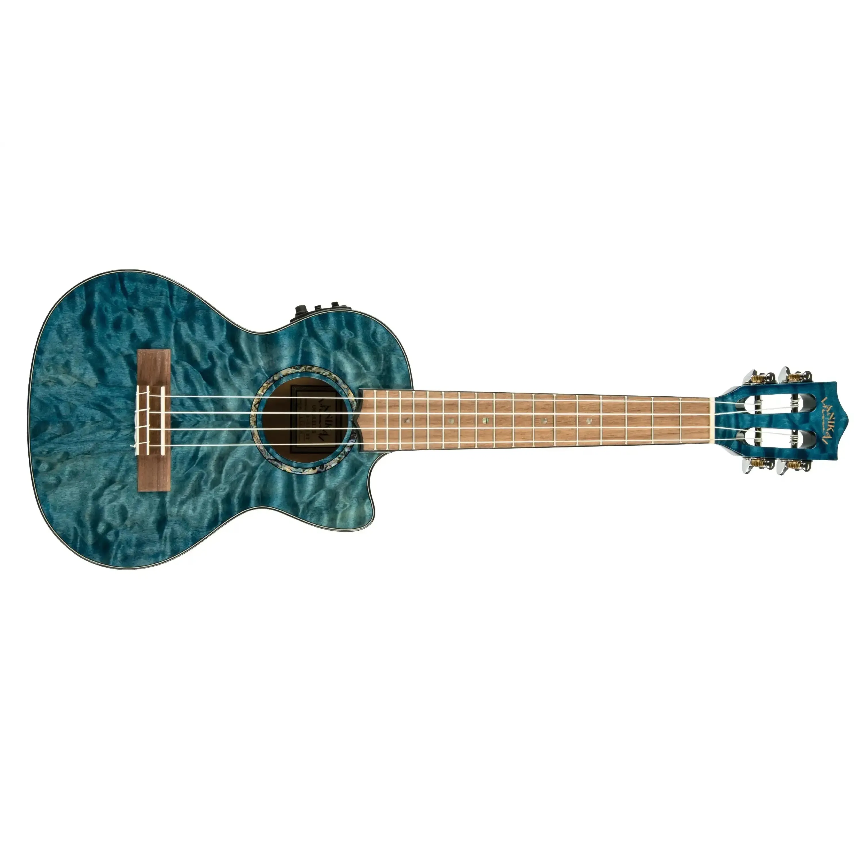 Lanikai QM-BLCET Blue Quilted Maple Tenor Ukulele w/ Pickup - Image 3