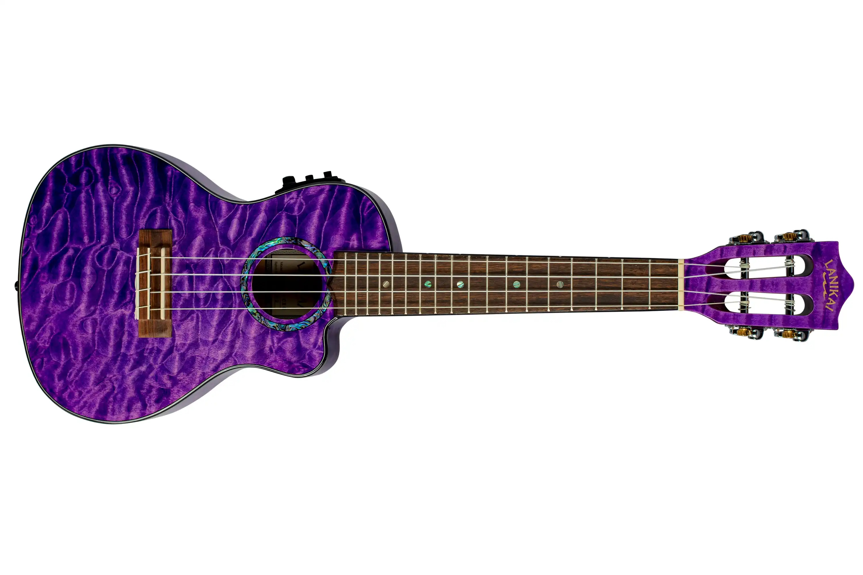 Lanikai QM-PUCEC Purple Quilted Maple Concert Ukulele w/ Pickup - Image 3