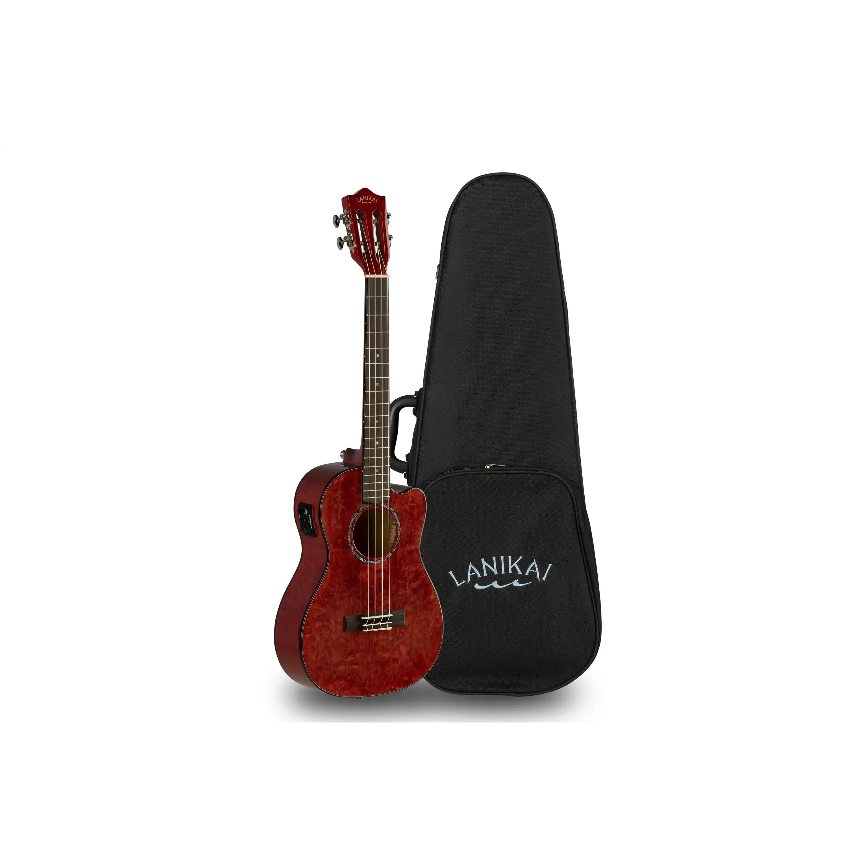 Lanikai QM-RDCEB Red Quilted Maple Baritone Ukulele with Pickup - Image 3