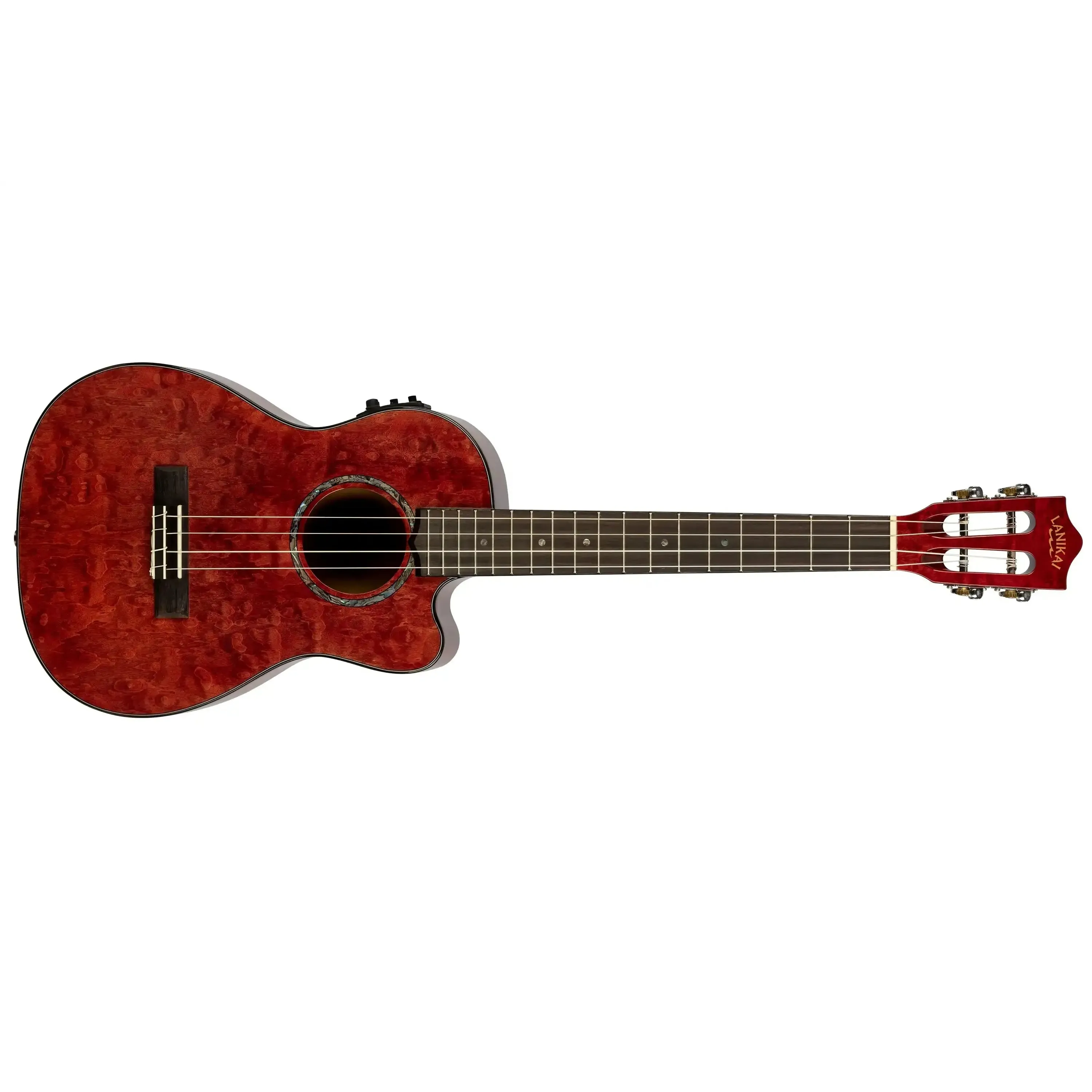 Lanikai QM-RDCEB Red Quilted Maple Baritone Ukulele with Pickup - Image 4