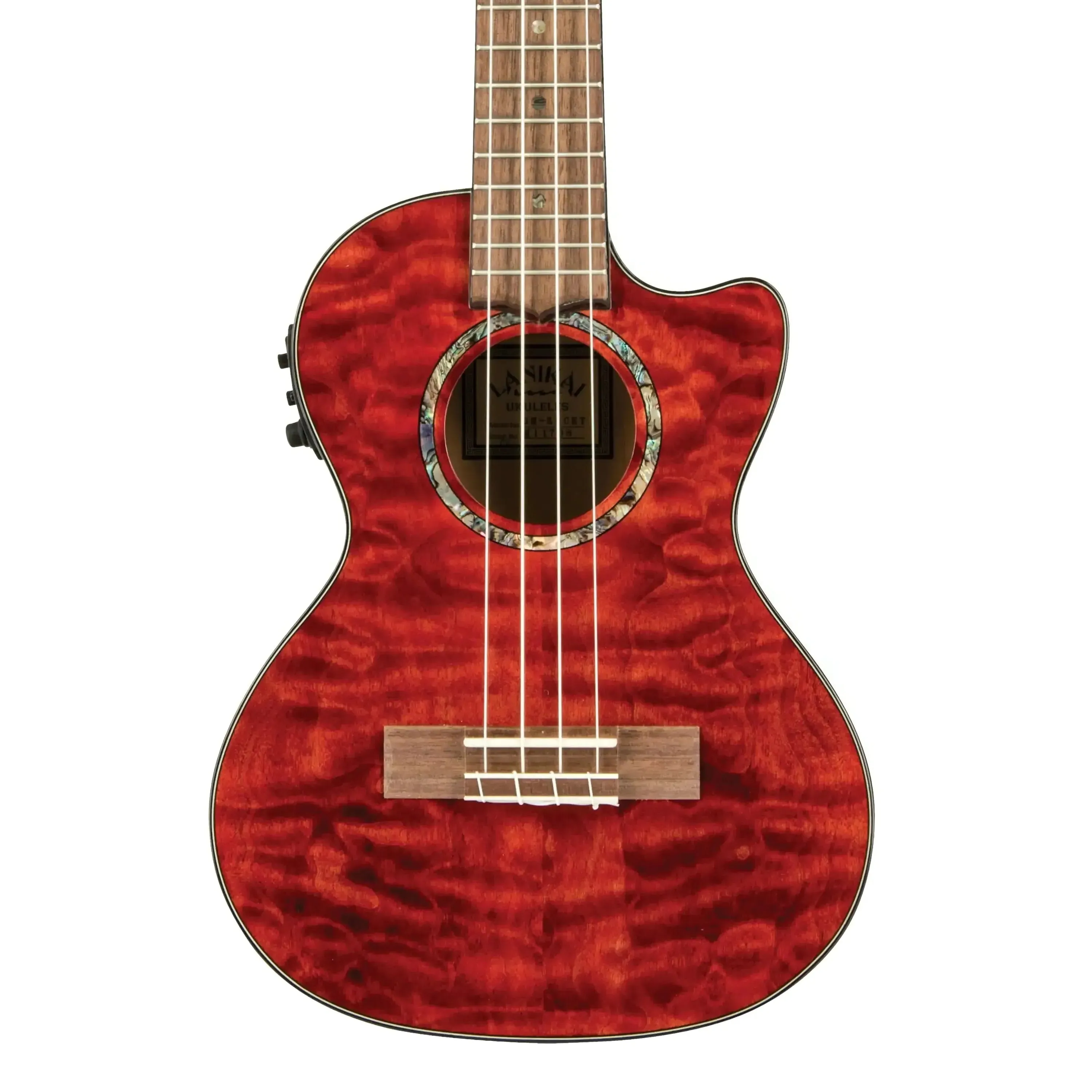 Lanikai QM-RDCET Red Quilted Maple Tenor Ukulele w/ Pickup