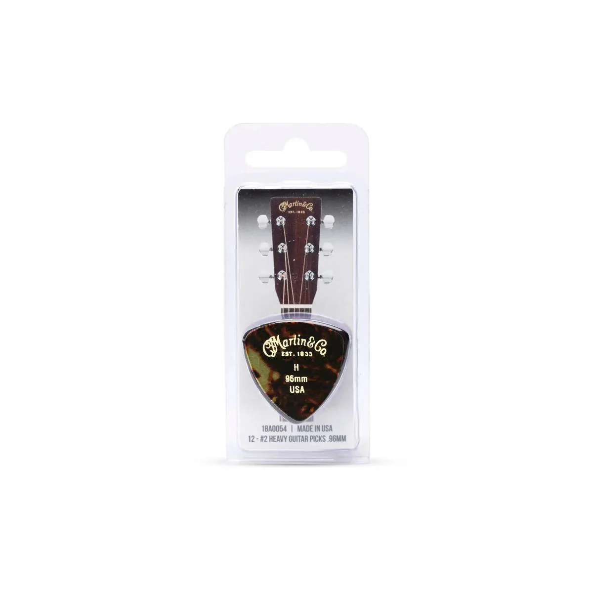 Martin #2 Standard 346 Tortoise Guitar Picks Heavy 0.96mm - 12 Pack