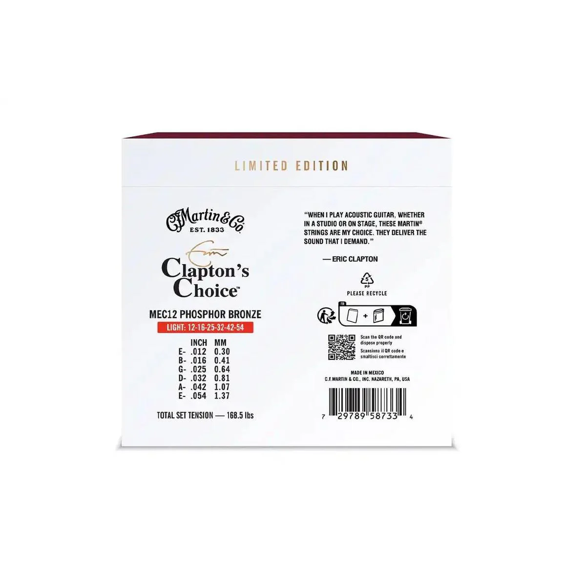 Martin Eric Clapton Signature Phosphor Bronze Acoustic Guitar Strings - .013 -.056 Medium - Image 2