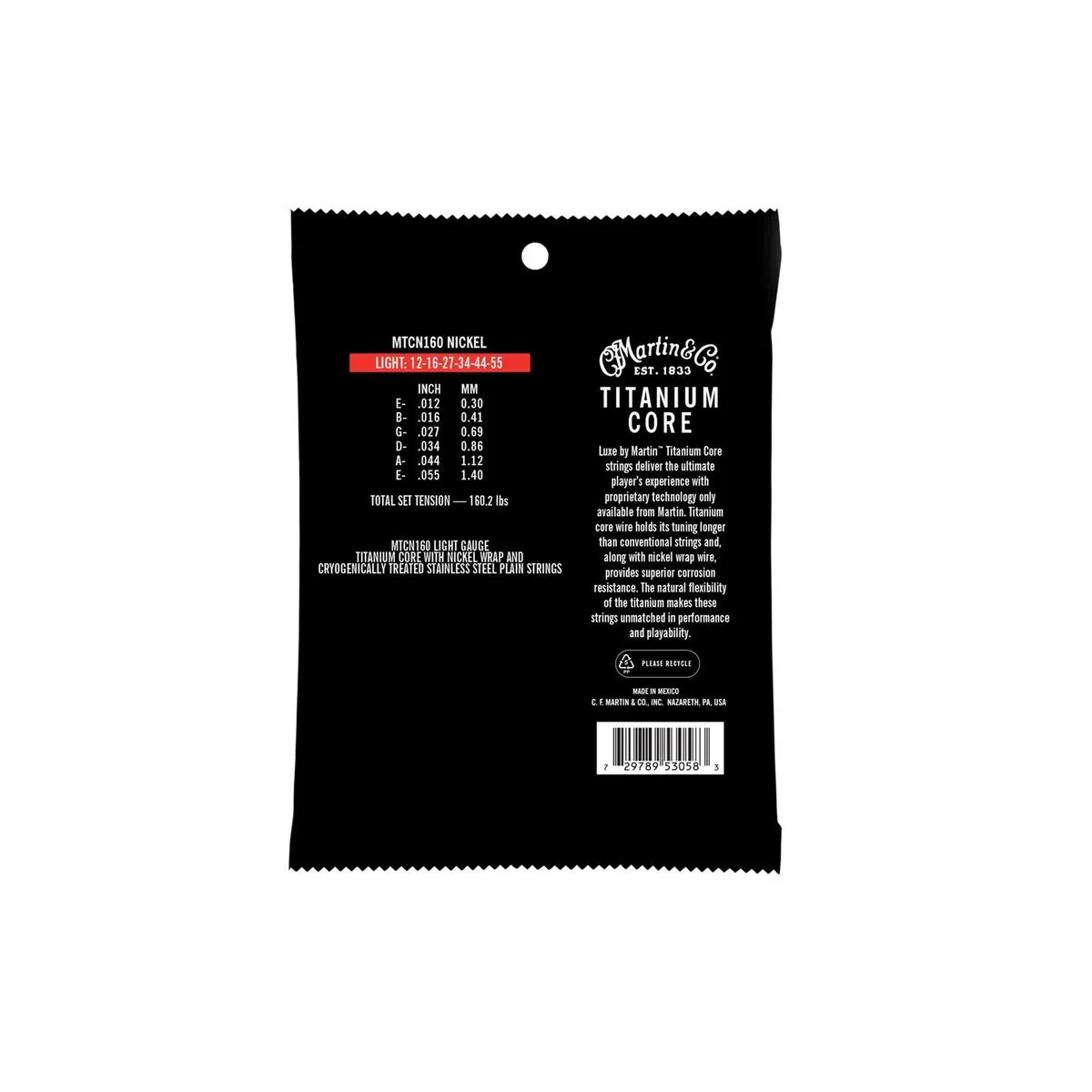 Martin Luxe MTCN160 Titanium Core Guitar Strings - Light .012-.055 - Image 2