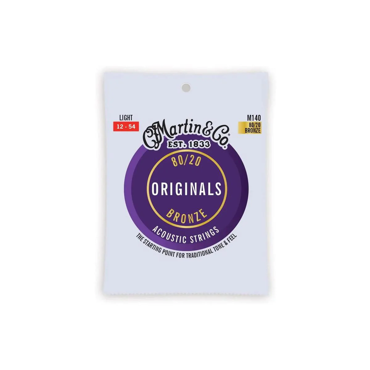 Martin M140 Acoustic 80/20 Bronze Guitar Strings - Light .012-.054