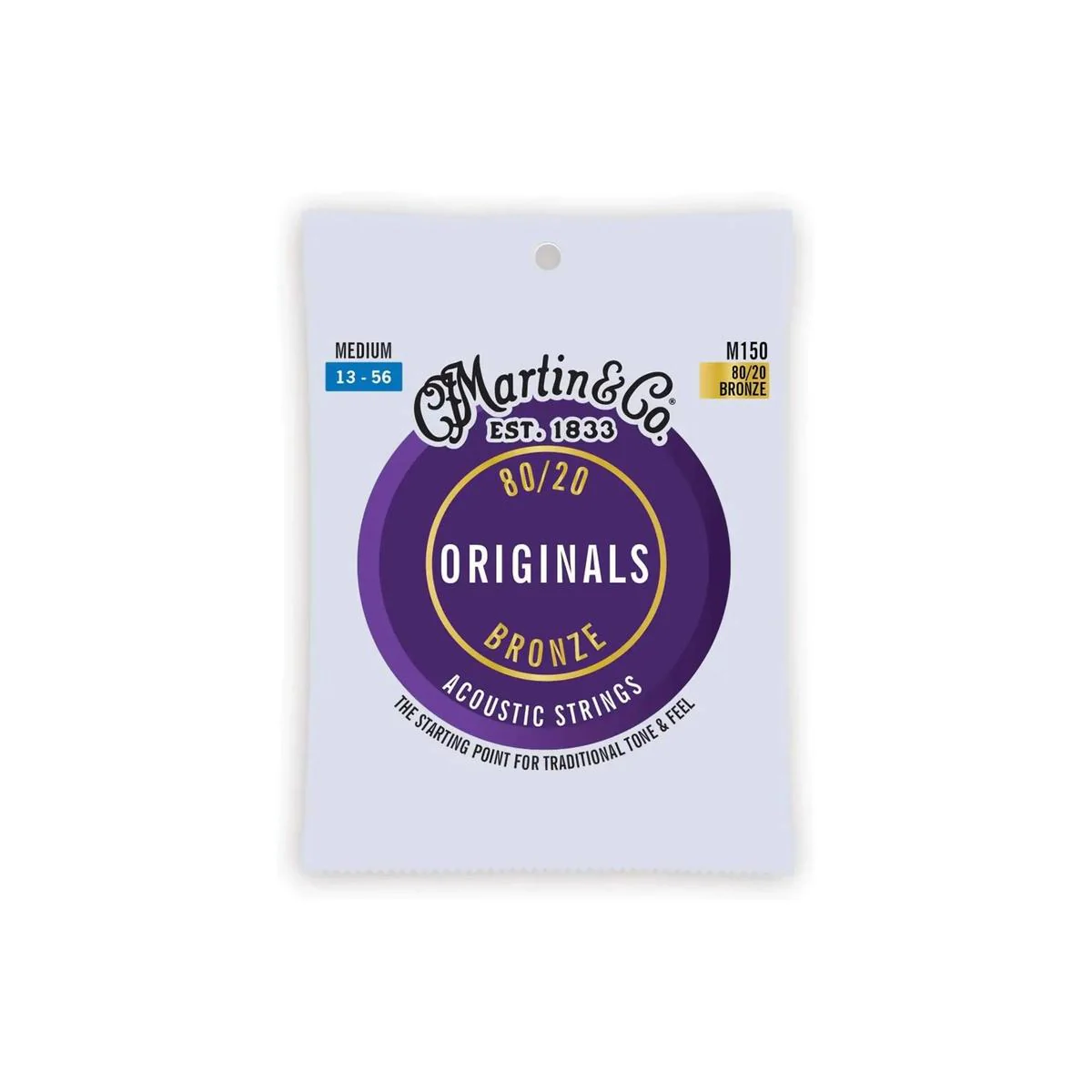 Martin M150 Acoustic 80/20 Bronze Guitar Strings - Medium .013-.056