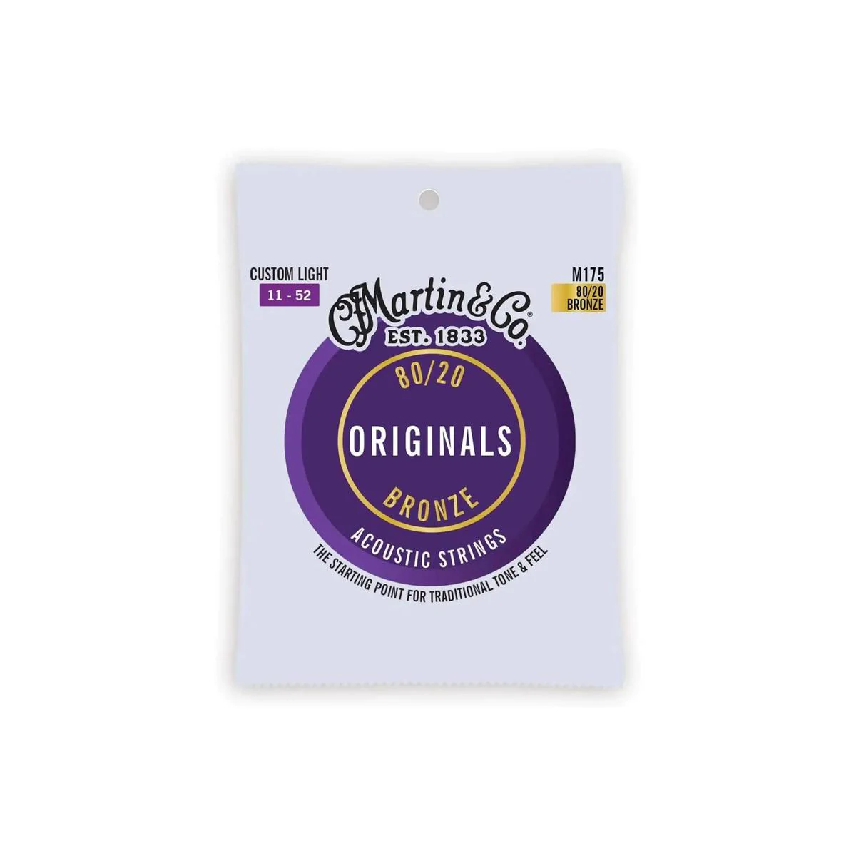 Martin M175 Acoustic 80/20 Bronze Guitar Strings - Custom Light .011-.052