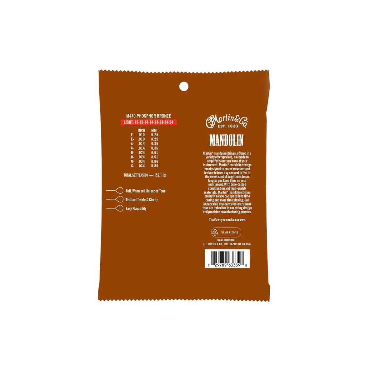 Martin M475 Phosphor Bronze Mandolin Strings - .011 -.040 Medium - Image 2