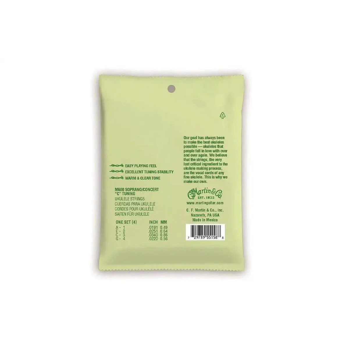 Martin M630 Clear Fluorocarbon Baritone Ukulele Strings (D-G-B-E Tuning) - WOUND D & G - Image 2