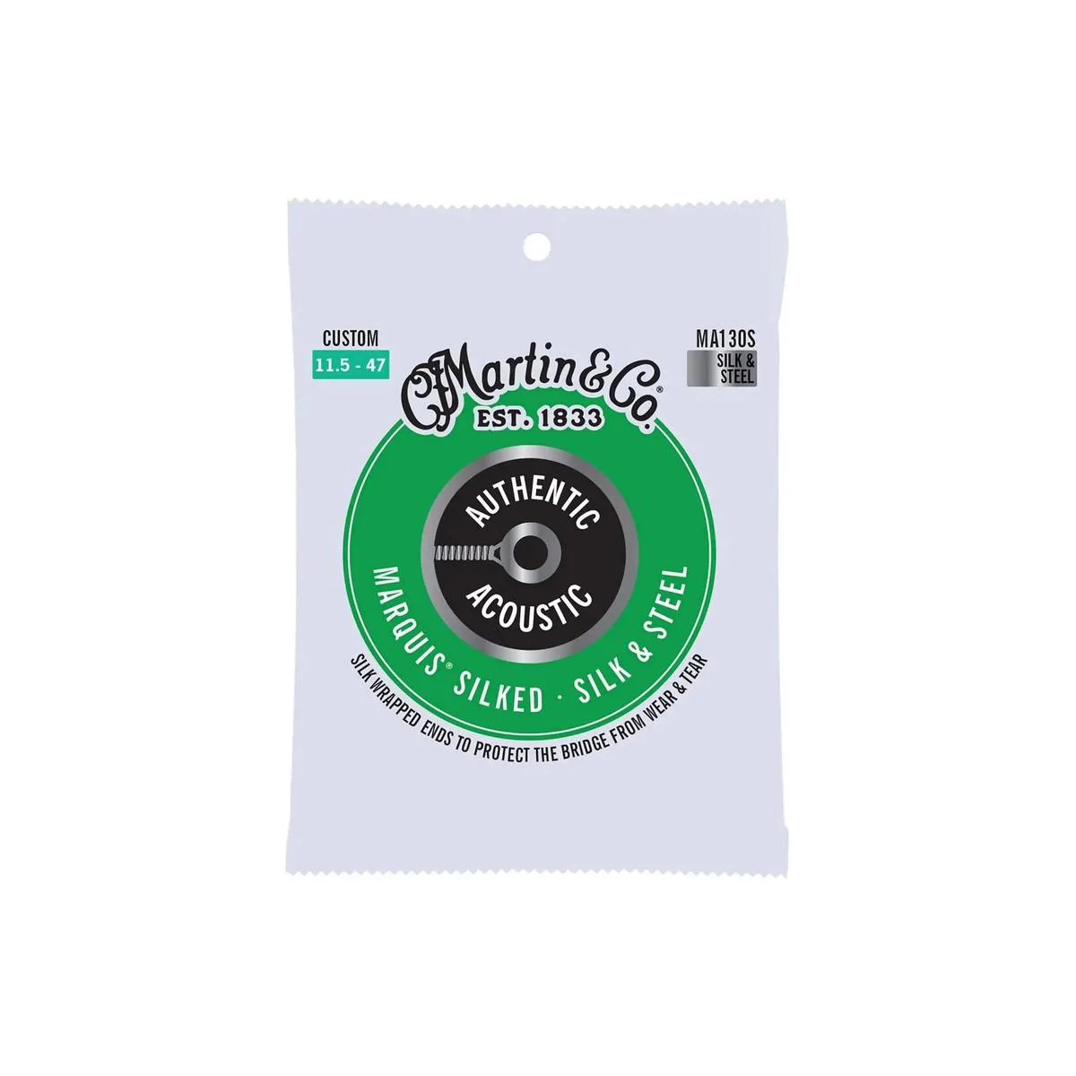 Martin MA130S Authentic Silk & Steel Acoustic Guitar Strings - Custom .0115-.047