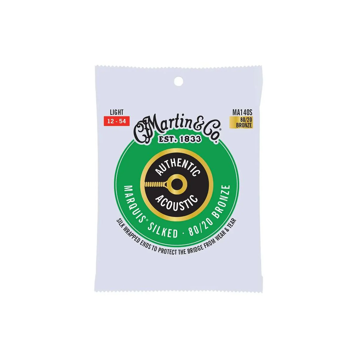 Martin MA140S Authentic 80/20 Bronze Marquis Silked Acoustic Guitar Strings - Light .012-.054