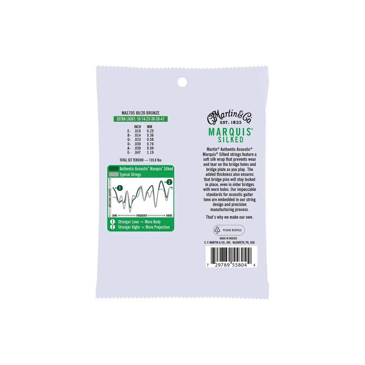 Martin MA170S Authentic 80/20 Bronze Marquis Silked Acoustic Guitar Strings - Extra Light .010-.047 - Image 2