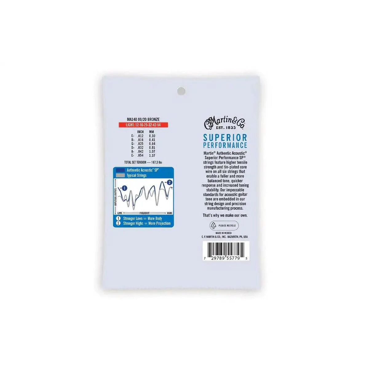 Martin MA175PK3 3-Pack Acoustic 80/20 Bronze Guitar Strings - Custom Light .011-.052 - Image 2