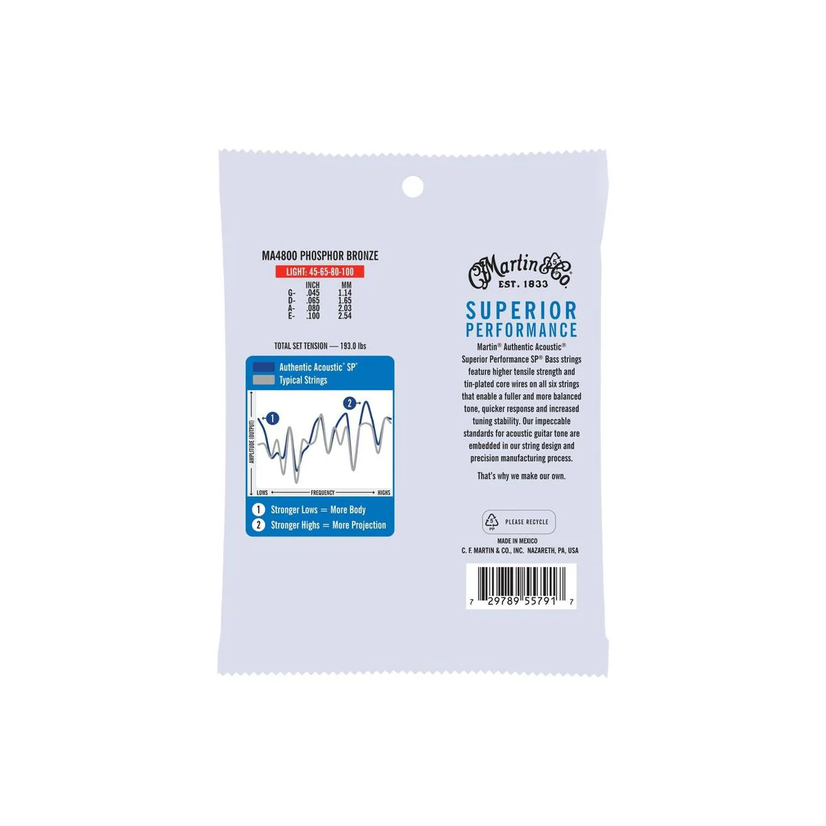 Martin MA4800 Authentic Acoustic SP Bass Guitar Strings - .045-.100 Light - Image 2