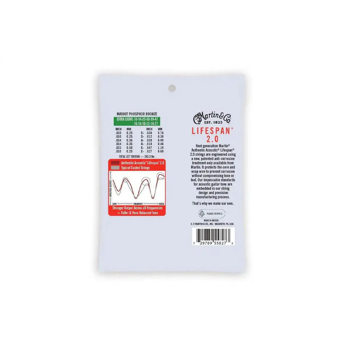 Martin MA500T 12-String Acoustic Phosphor Bronze Guitar Strings - Extra Light .10-.47 - Image 2