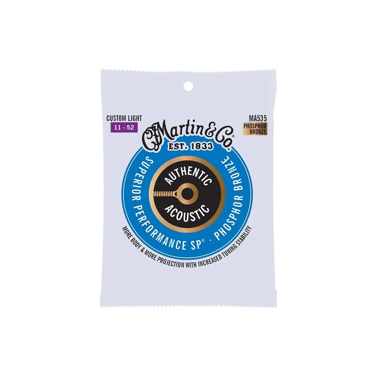 Martin MA535 Authentic Acoustic SP Phosphor Bronze Guitar Strings - Custom Light .011-.052