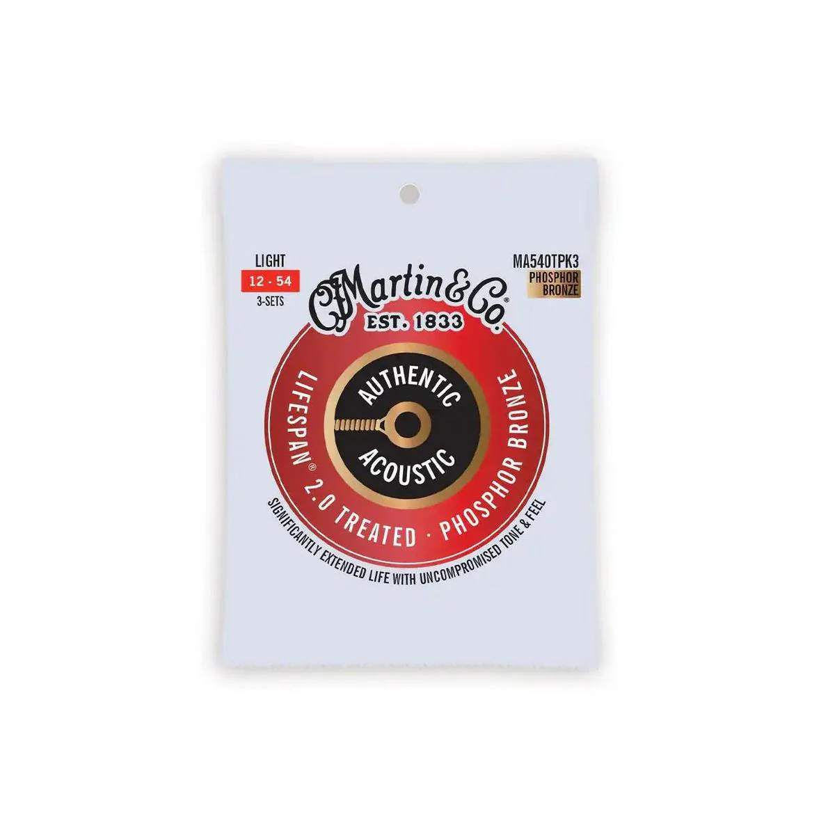 Martin MA540TPK3 3-Pack Acoustic Phosphor Bronze Guitar Strings - Light .012-.054