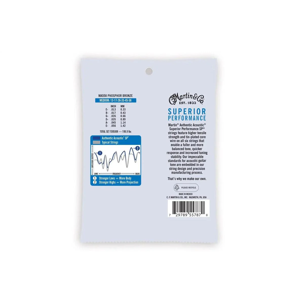 Martin MA550 Acoustic Phosphor Bronze Guitar Strings - Medium .013-.056 - Image 2
