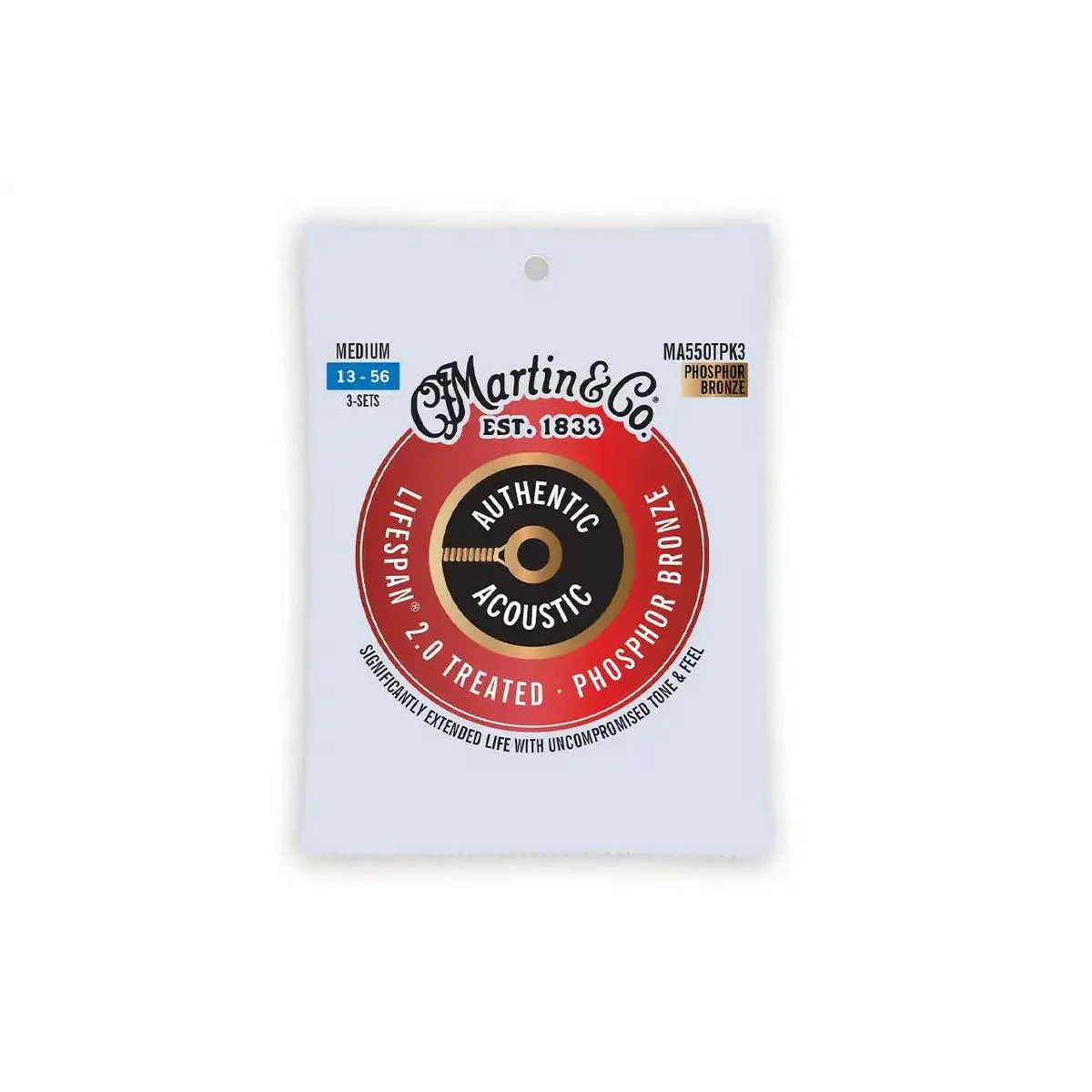 Martin MA550TPK3 3-Pack Acoustic Phosphor Bronze Guitar Strings - Medium .013-.056