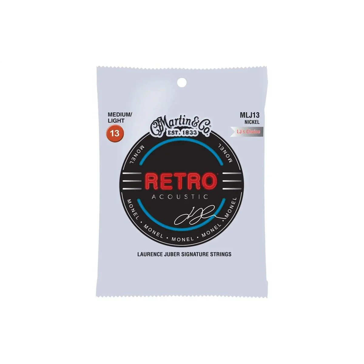 Martin MLJ13 Retro Acoustic Monel Guitar Strings - Medium/Light .013-.056
