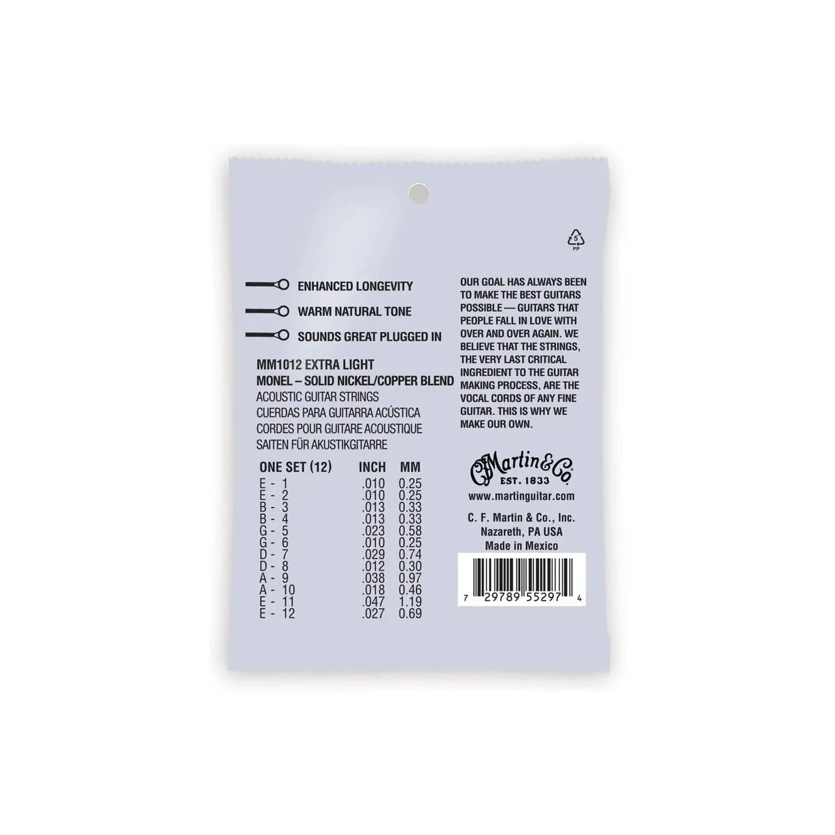 Martin MM1012 Retro Acoustic Monel 12-String Guitar Strings - Extra Light .010-.027 - Image 2