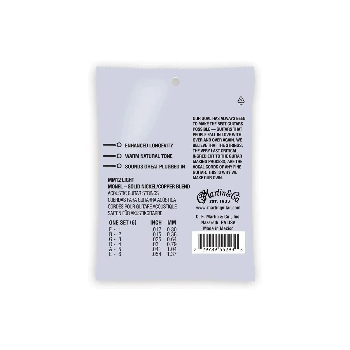 Martin MM12 Retro Acoustic Monel Guitar Strings - Light .012-.054 - Image 2