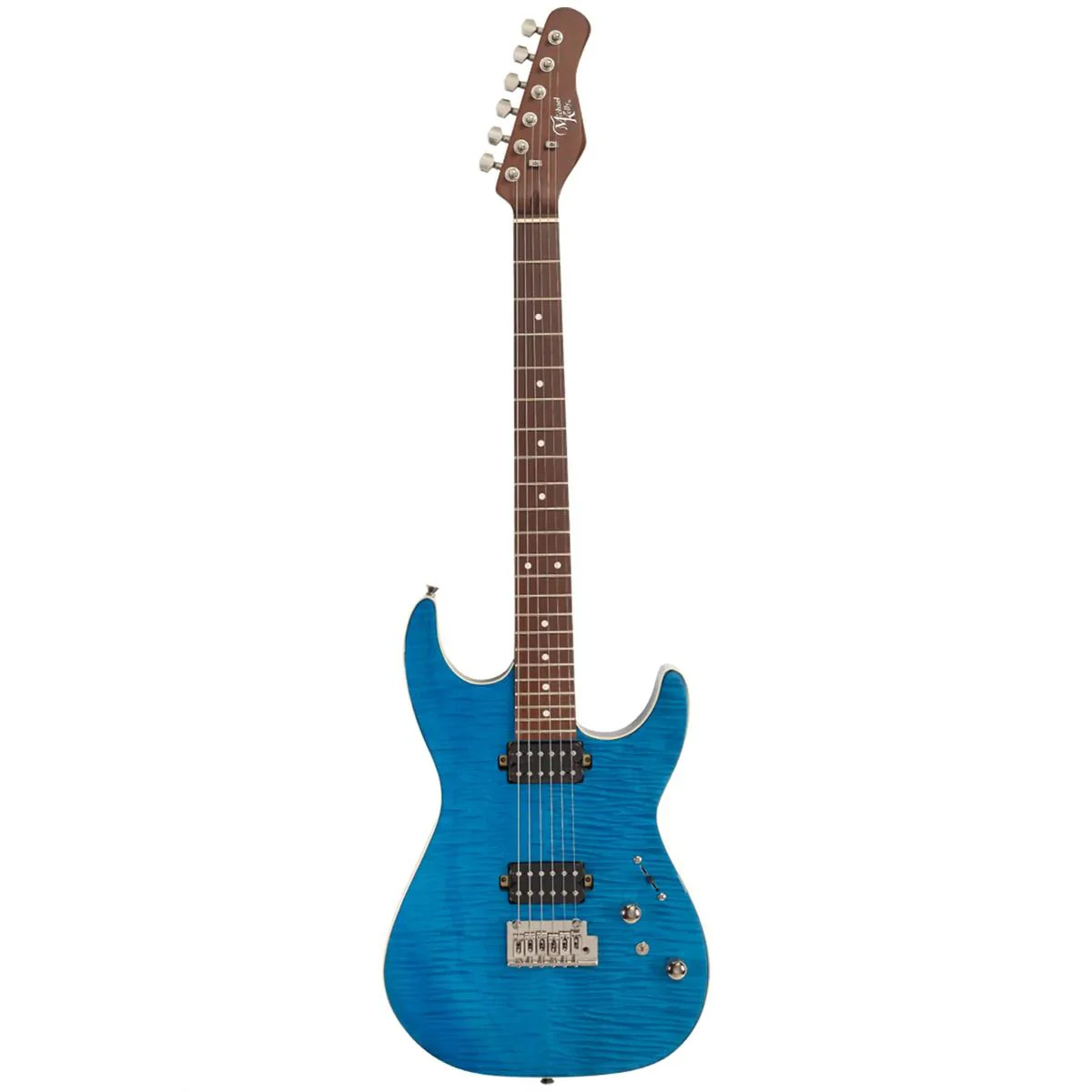Michael Kelly 1962 Flame Electric Guitar - Transparent Blue - Image 2