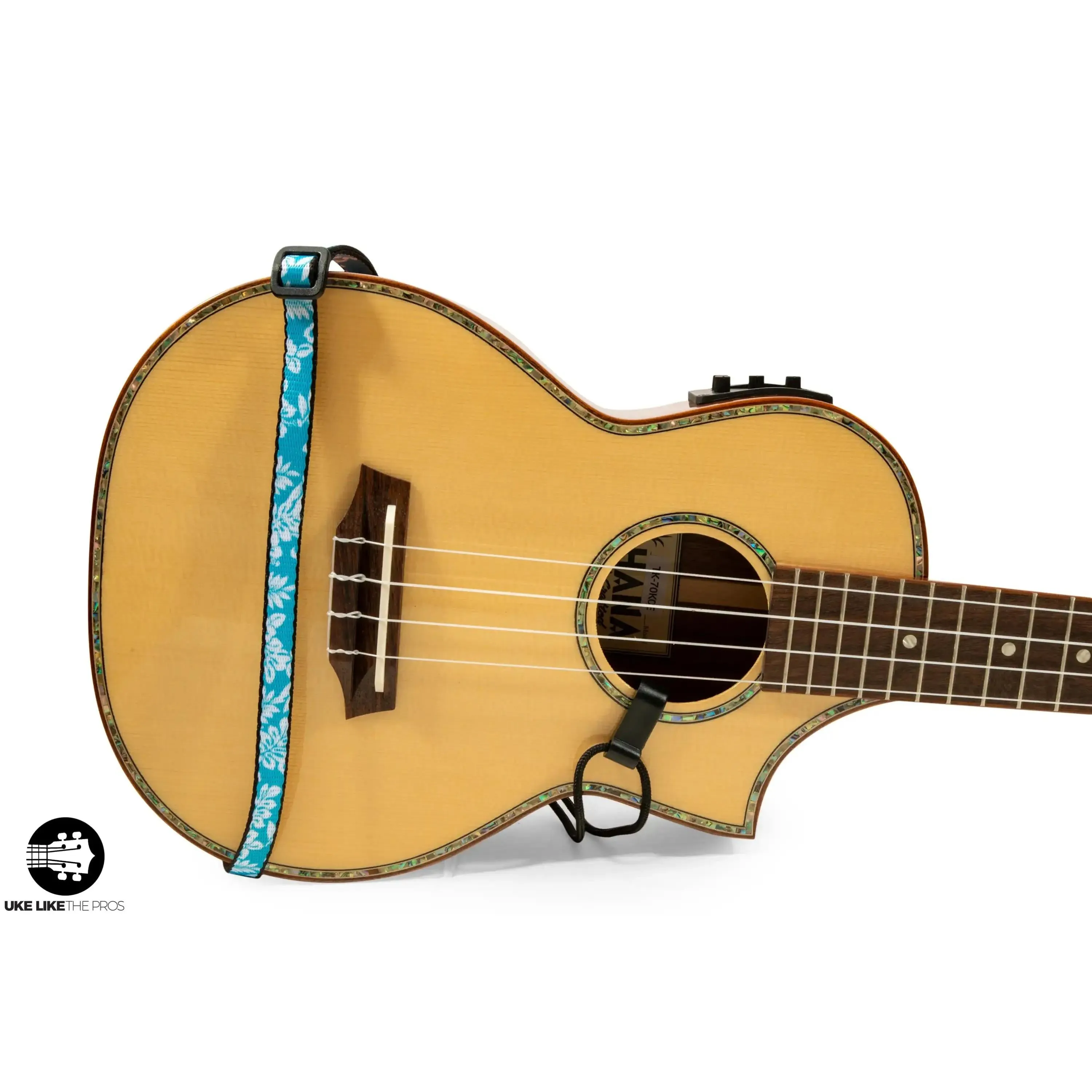 Ohana USS-04 Ukulele Sound Hole Strap BLUE FLORAL DRILLING REQUIRED - Image 2